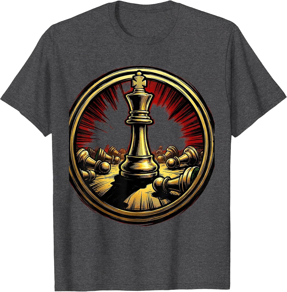 Chess King Lone Victor Illustration T-Shirt - Dark Heather Grey