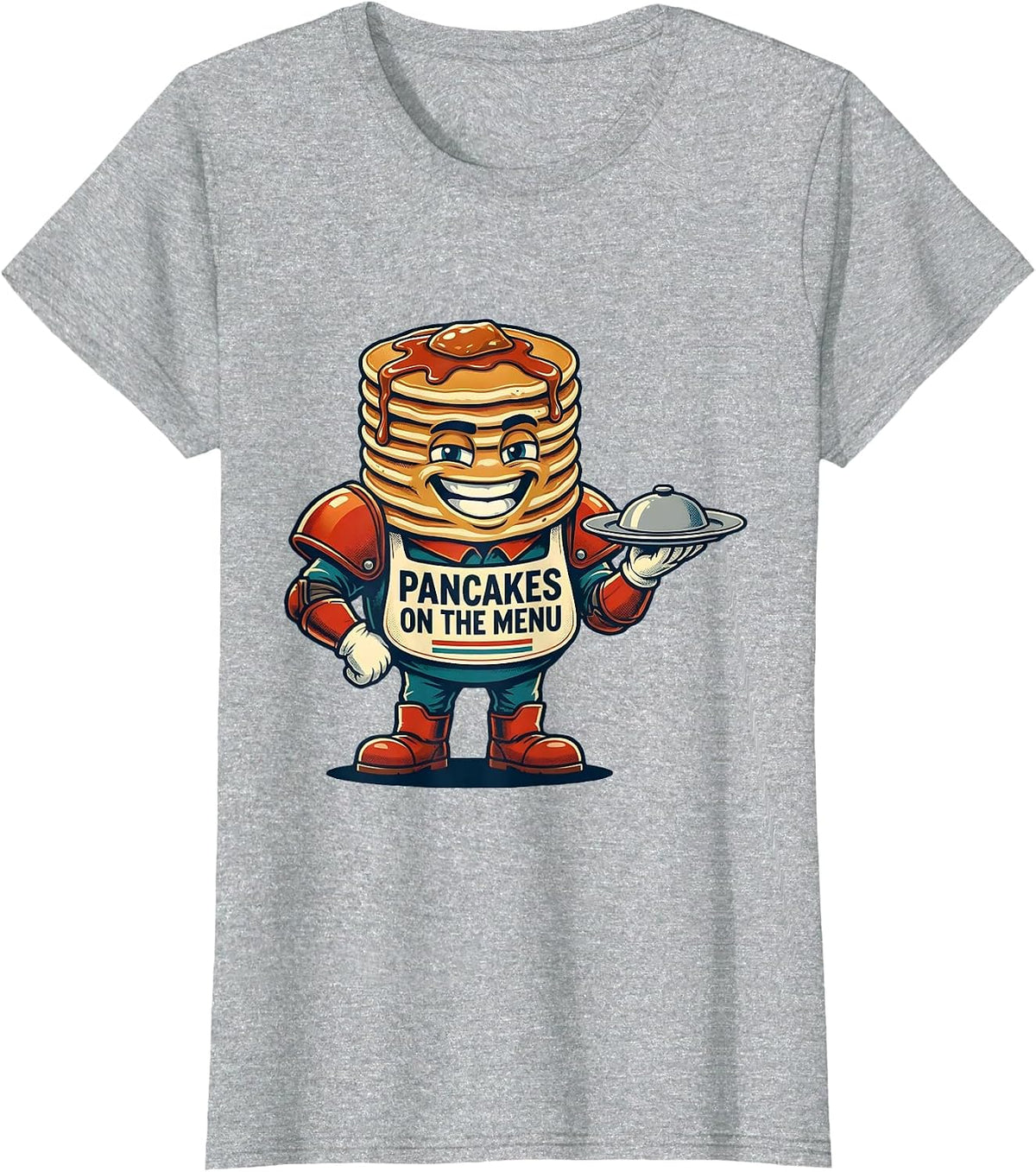 Pancakes On The Menu Retro Football Lineman Humor Offensive T-Shirt - Heather Grey