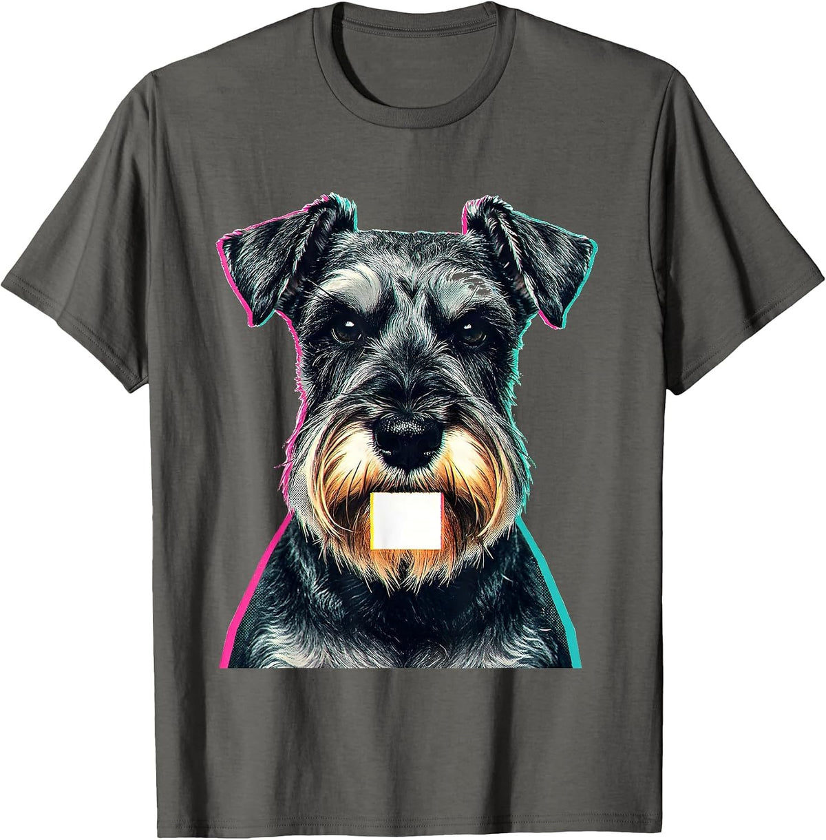 Miniature Schnauzer Face Risograph Dog Lover Gift T-Shirt - Asphalt Grey