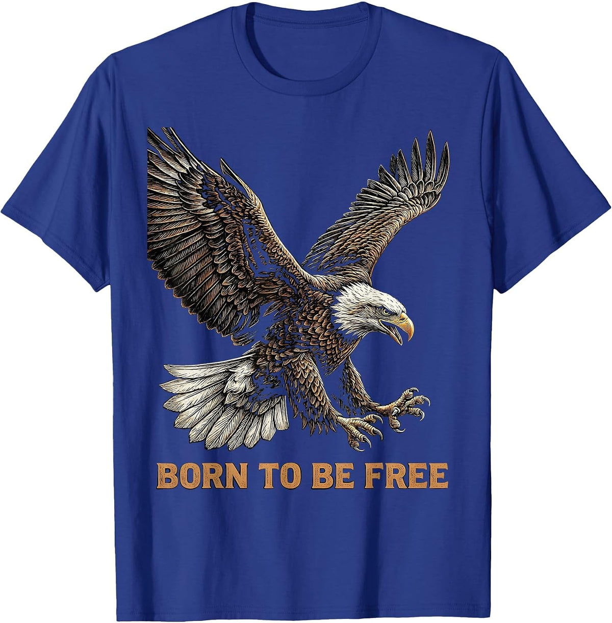 Born to Be Free Freedom Graphic Design T-Shirt - Royal Blue