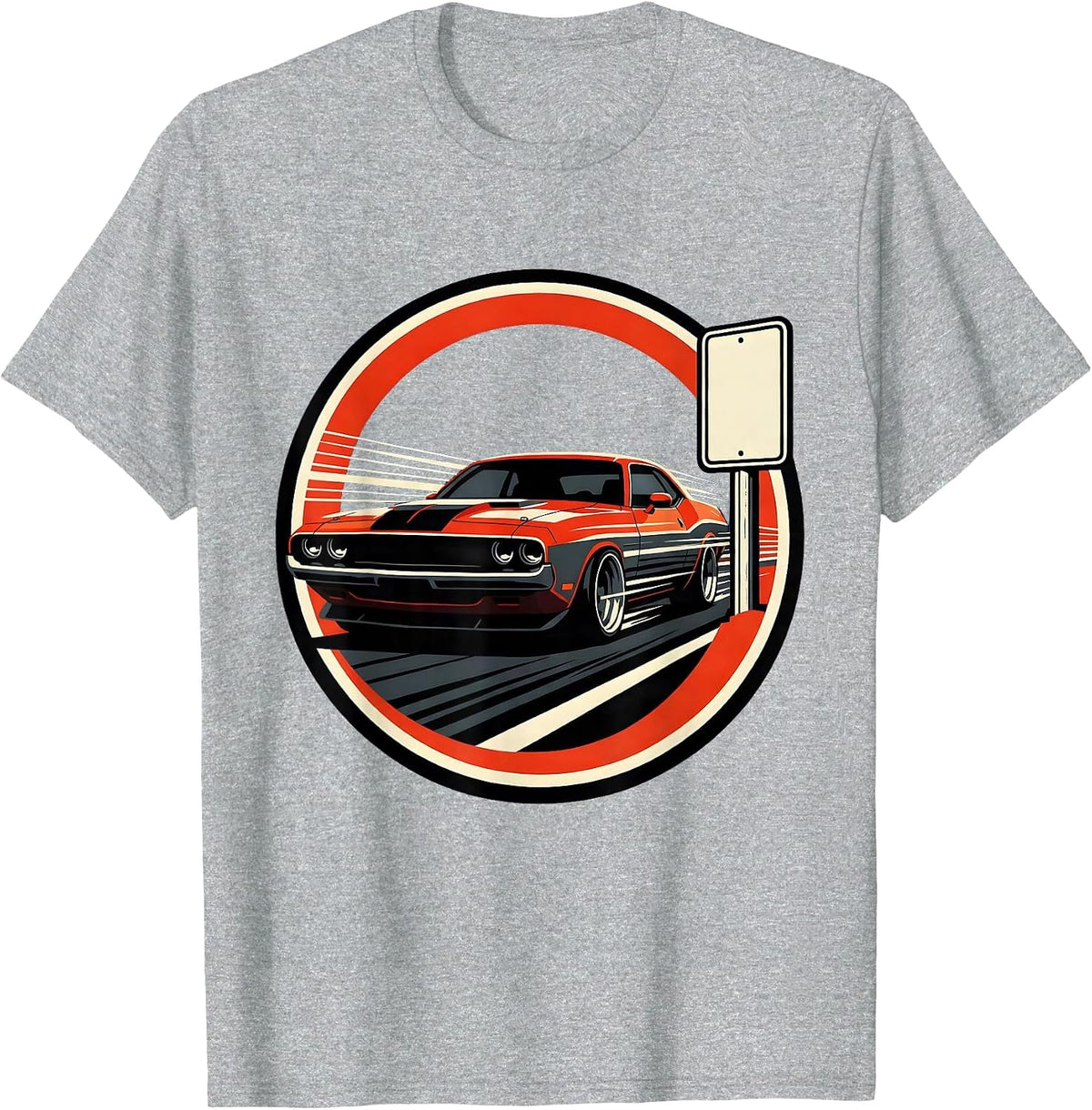 Men's Racing Lifestyle Labor Day Muscle Car Design T-Shirt - Heather Grey