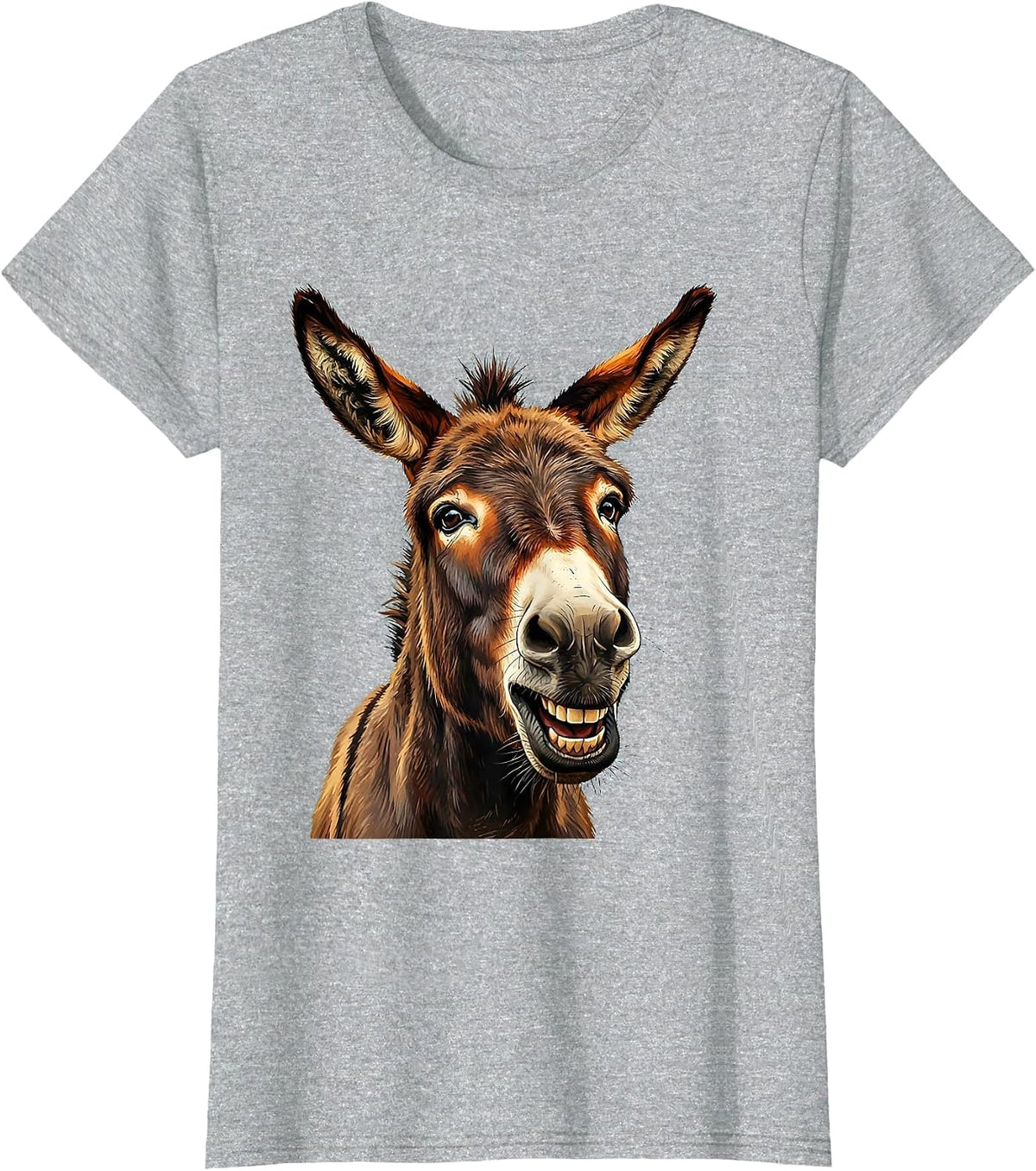Smart Donkey Face Funny Animal Lover Humor T-Shirt - Heather Grey