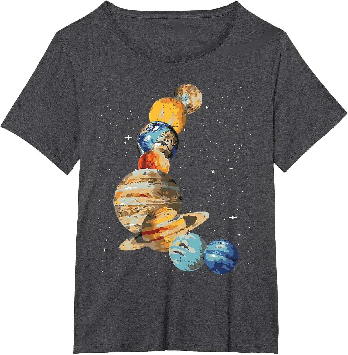 Planets Watercolor Painting Space Galaxy Art Men Women Kids T-Shirt - Dark Heather Grey