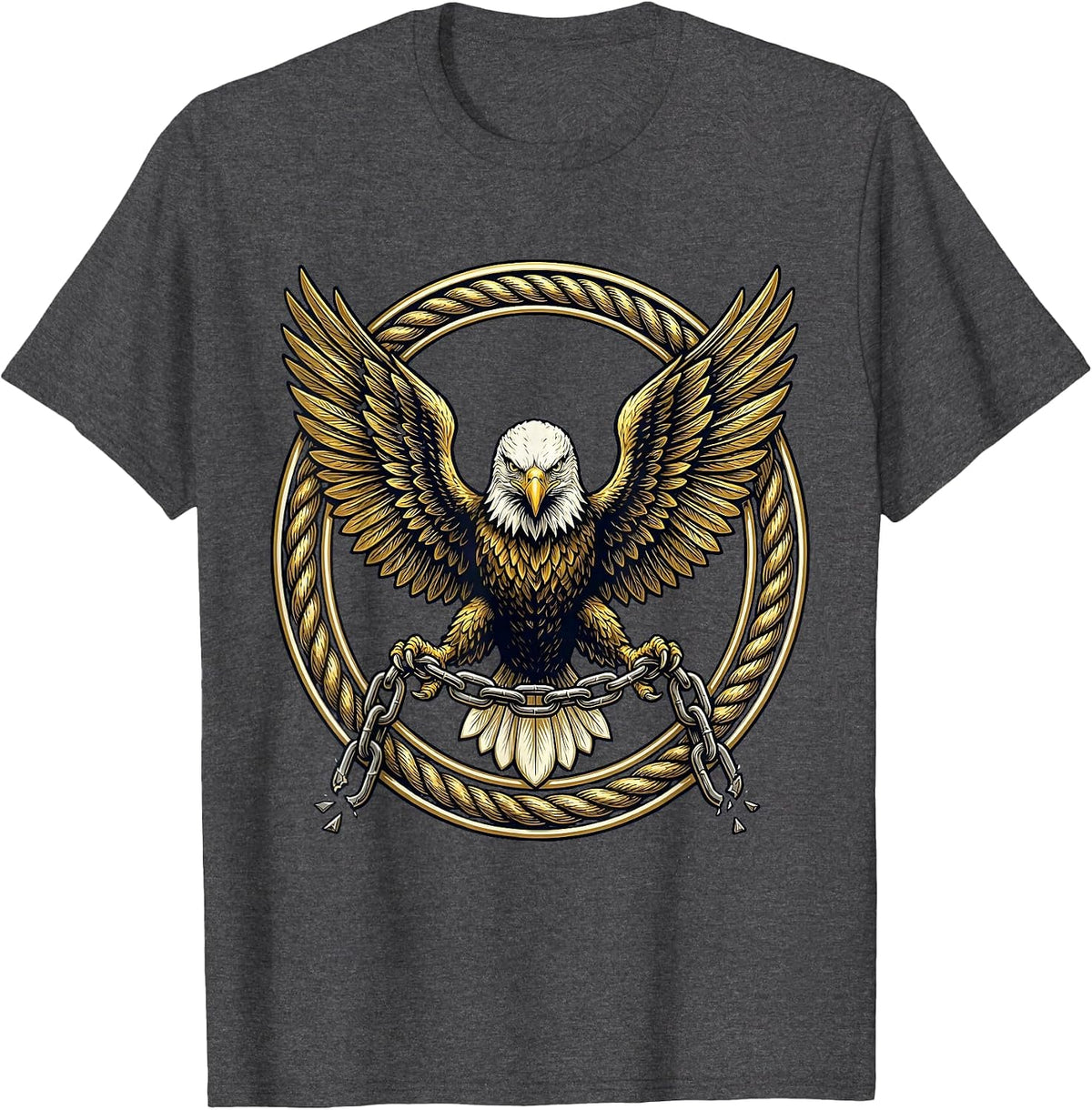 Men's Freedom Kirk Bald Eagle Broken Chain Graphic T-Shirt - Dark Heather Grey