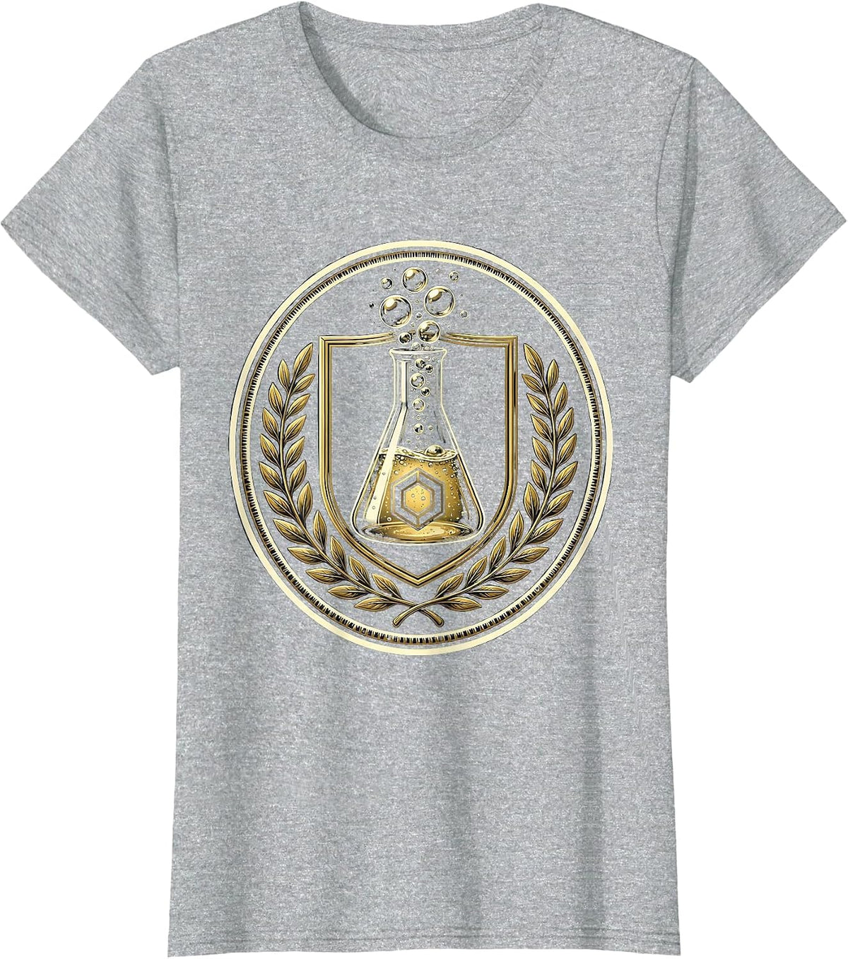 Chemistry Beaker Bubbling Colorful Liquid College T-Shirt - Heather Grey