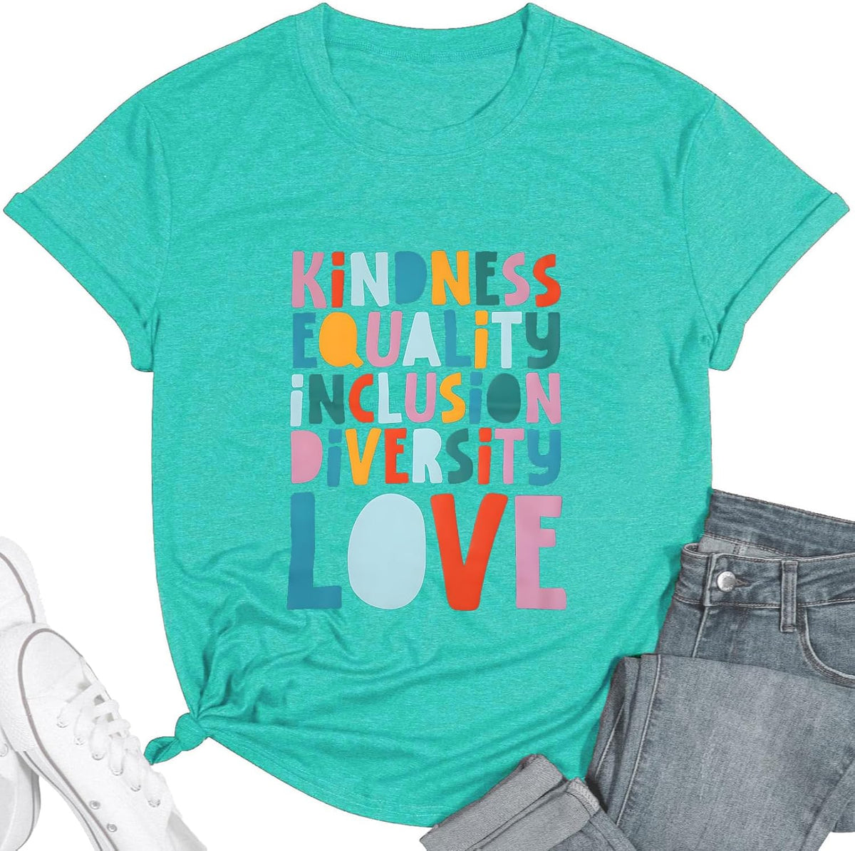 Teacher Shirt Women Inspirational Letter Print T-Shirt Special Education Teacher's Day Tee Tops - Cyan