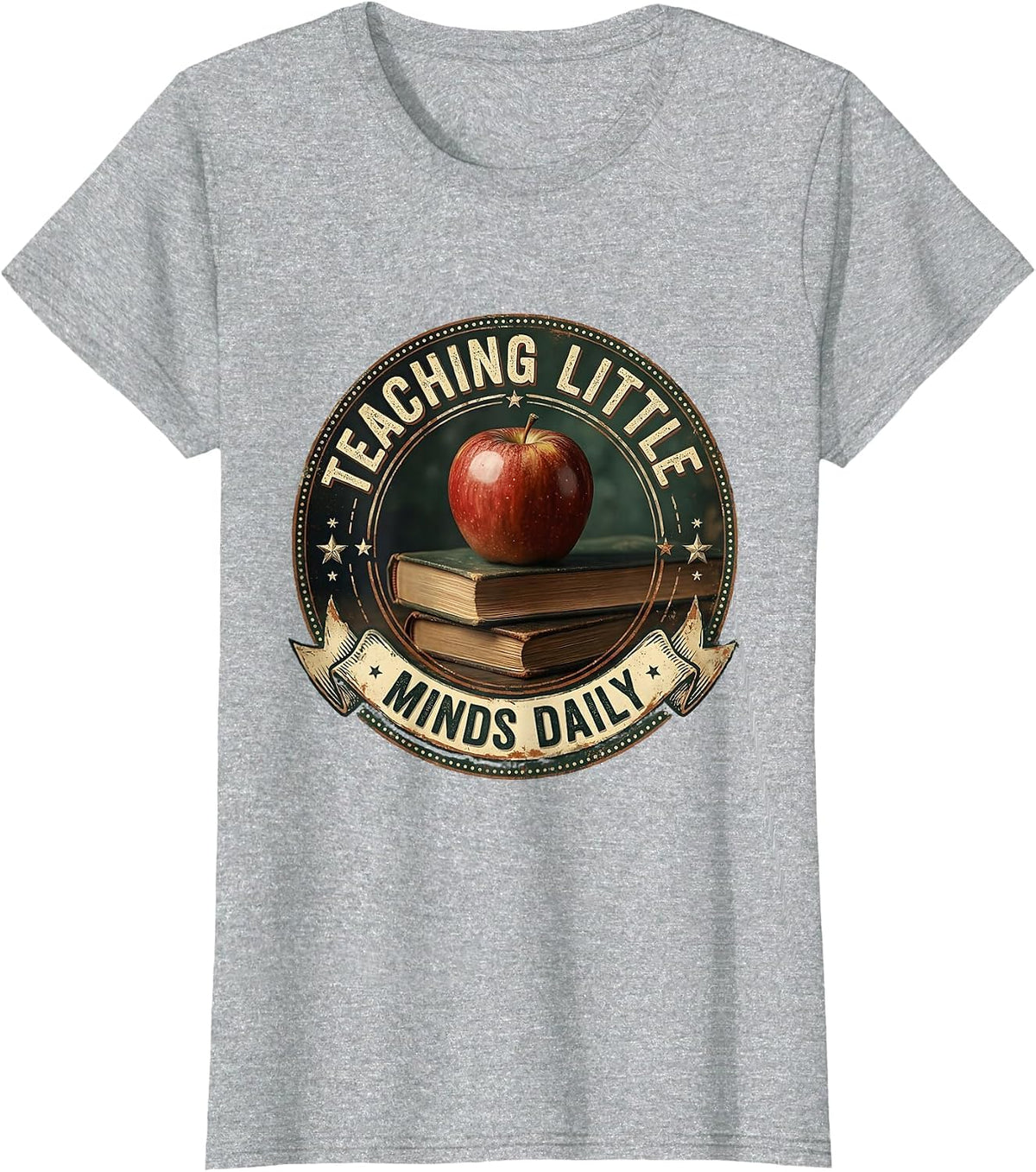Teaching Little Minds Daily Elementary Teacher Design T-Shirt - Heather Grey