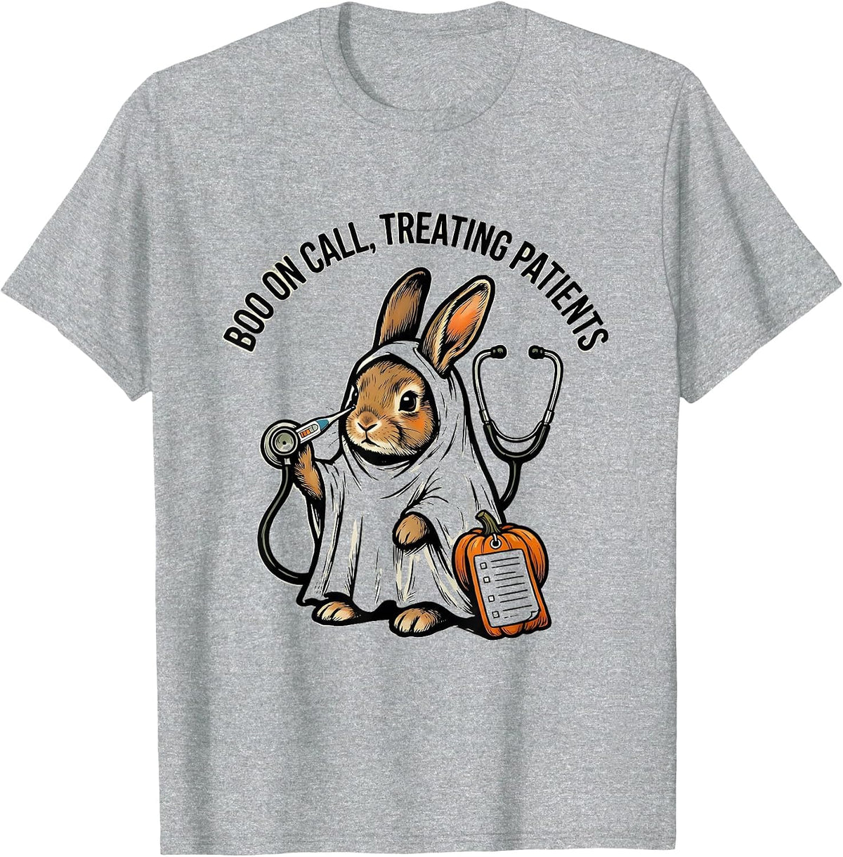 Men's Boo On Call Treating Patients Funny Vet Tech Halloween T-Shirt - Heather Grey