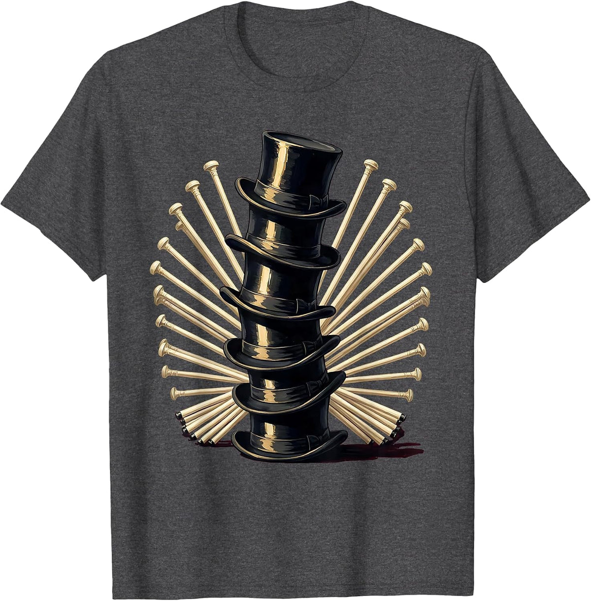 Men's Showgirl Era Chorus Top Hats and Canes Graphic T-Shirt - Dark Heather Grey