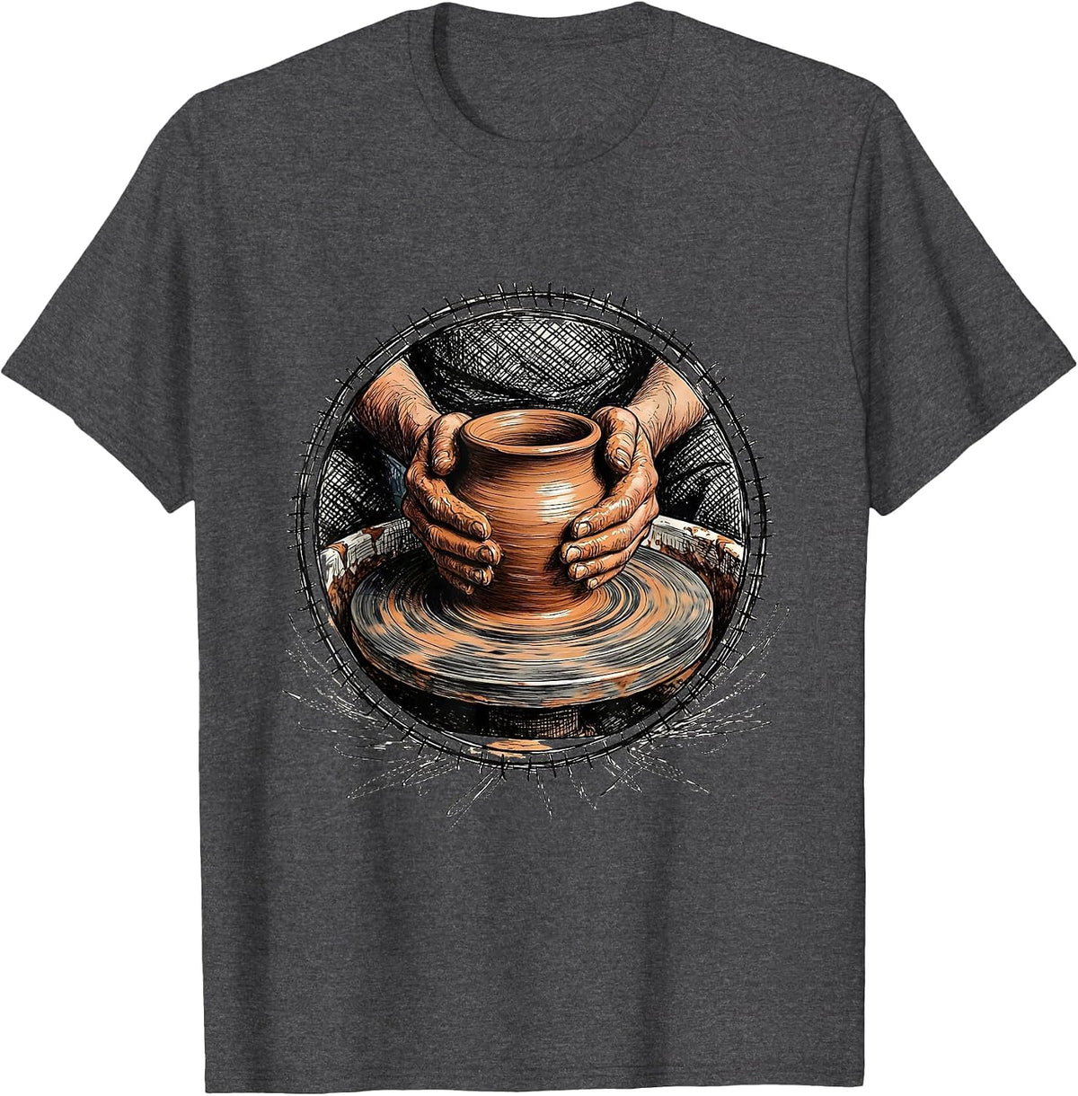 Occupational Therapy Pottery Wheel Hands Graphic T-Shirt - Dark Heather Grey
