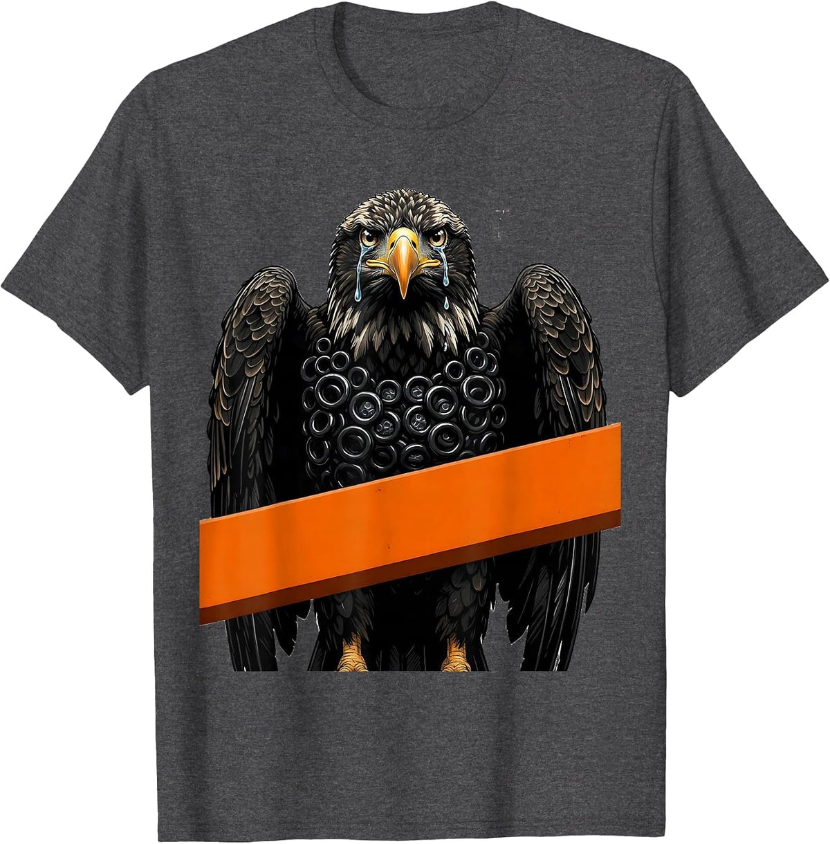 Men's Crying Bald Eagle Wrapped in Bubble Wrap Sarcastic T-Shirt - Dark Heather Grey