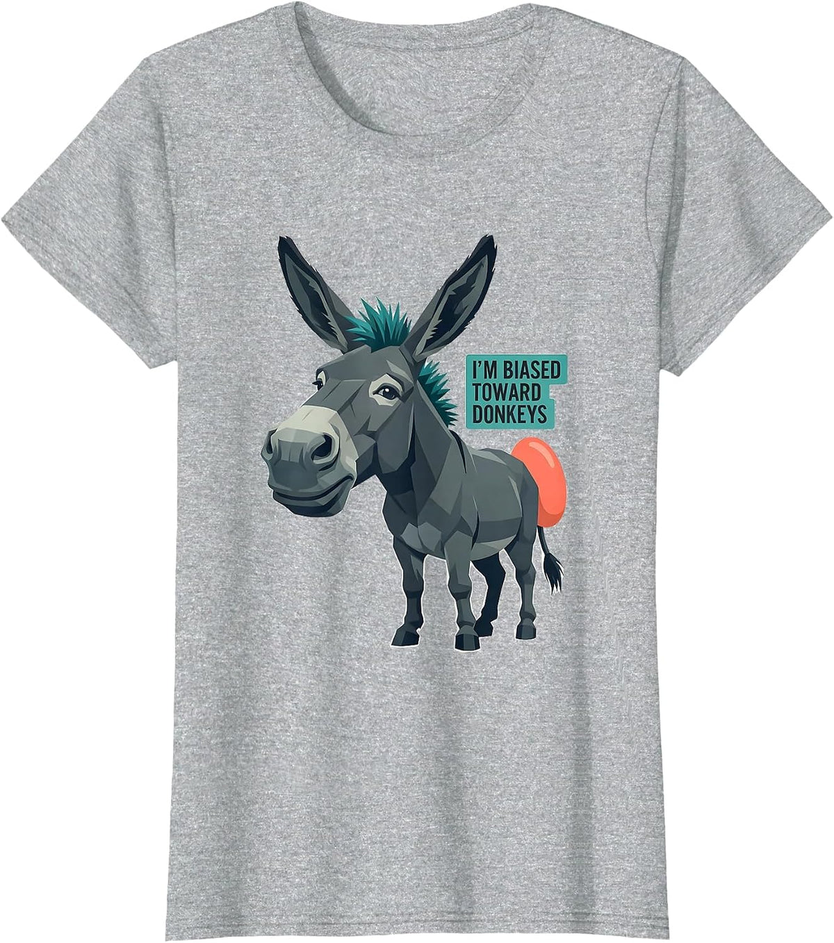 Women's I’m Biased Toward Donkeys Funny Donkey Lover Animal Humor T-Shirt - Heather Grey