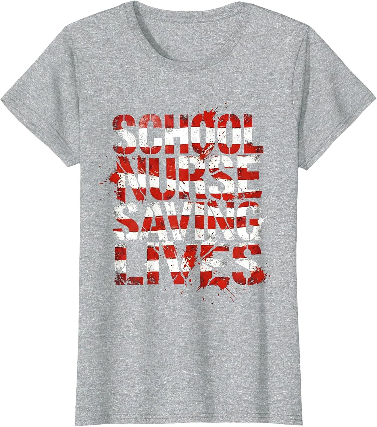 School Nurse Saving Lives Graphic Design T-Shirt - Heather Grey