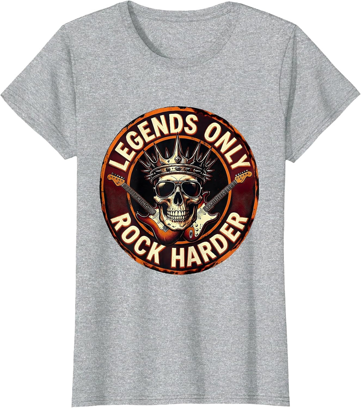 Legends Only Rock Harder Men's Rock Design T-Shirt - Heather Grey