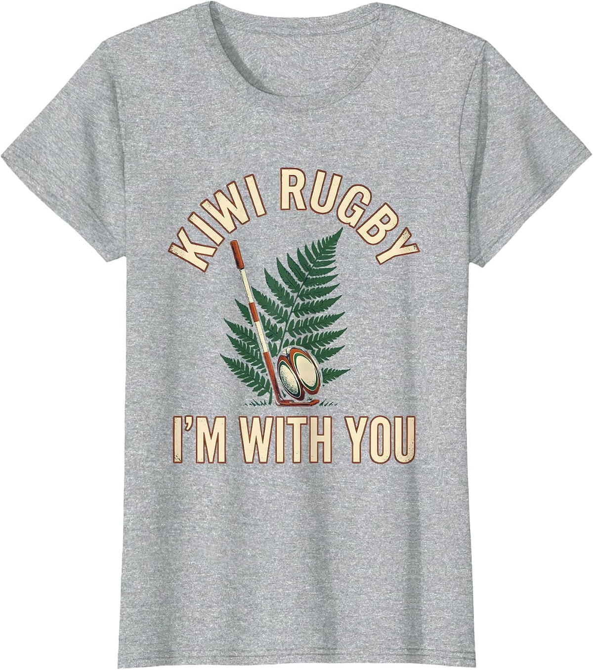 Women's Kiwi Rugby, I’m With You Vintage New Zealand Rugby Fan Gift T-Shirt - Heather Grey