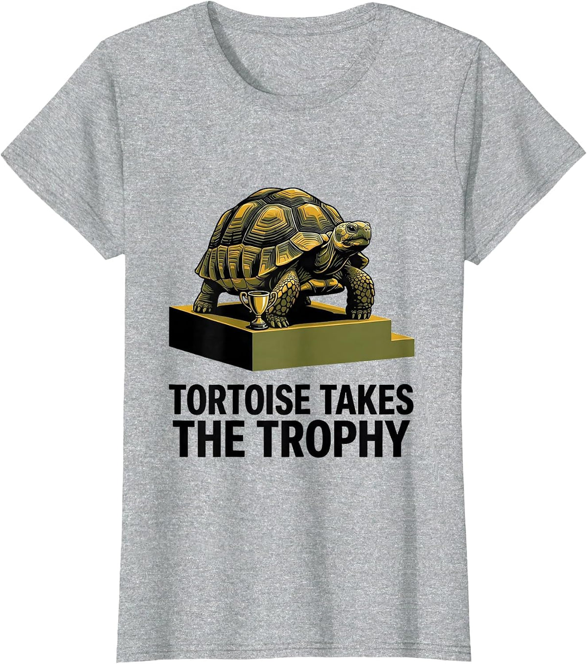 Women's Tortoise Takes The Trophy Funny Turtle Lover Reptile Humor T-Shirt - Heather Grey