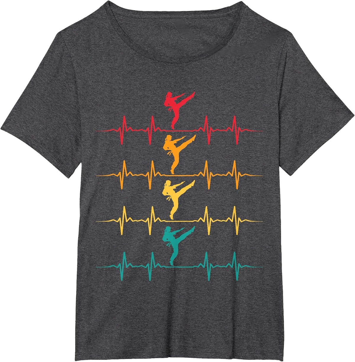 Karate Taekwondo Martial Arts Heartbeat Vintage Women Girls T-Shirt - Dark Heather Grey