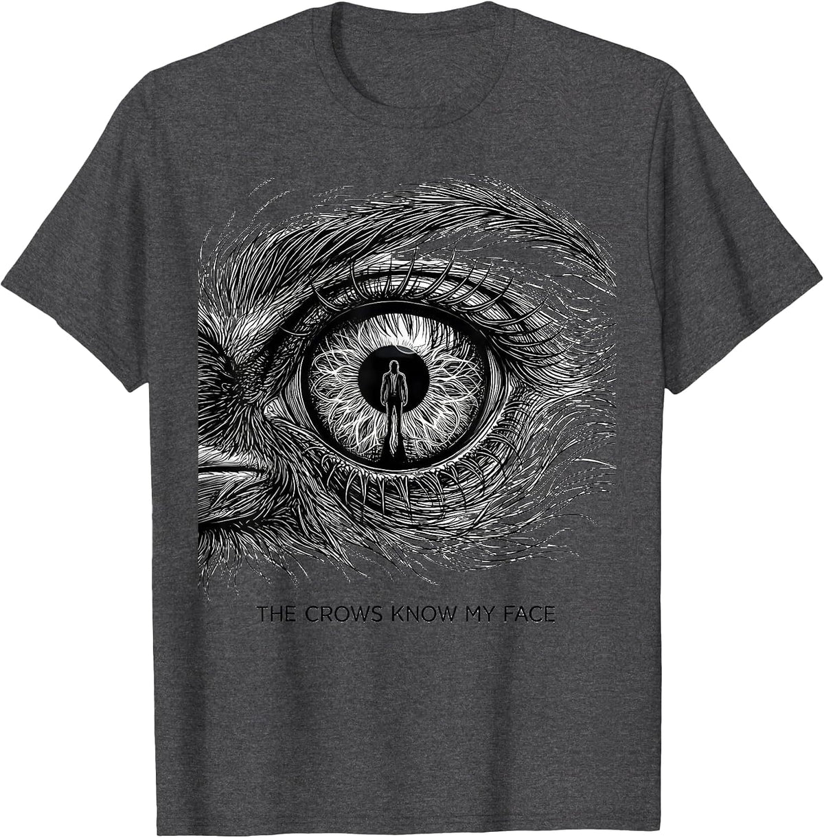 Men's The Crows Know My Face Funny Crow Meme Bird Lover Humor T-Shirt - Dark Heather Grey