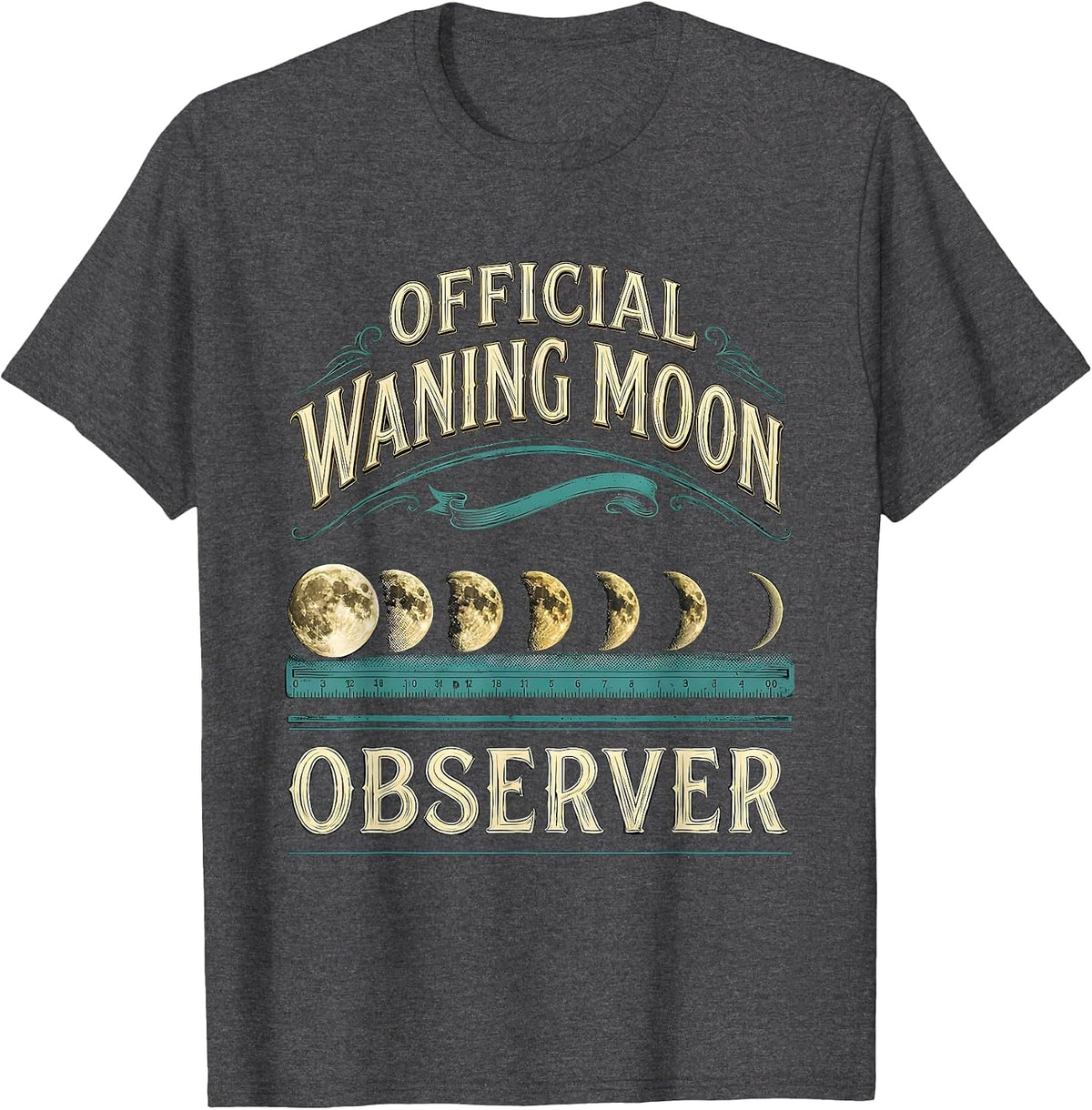 Official Waning Moon Observer Astronomy Celestial Gift T-Shirt - Dark Heather Grey