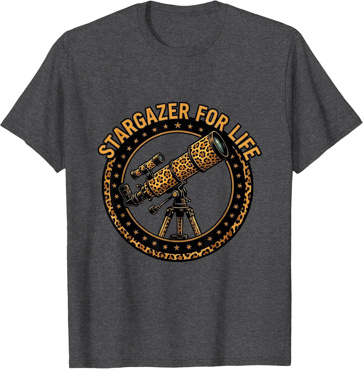 Stargazer For Life Astronomy Night Sky Design T-Shirt - Dark Heather Grey