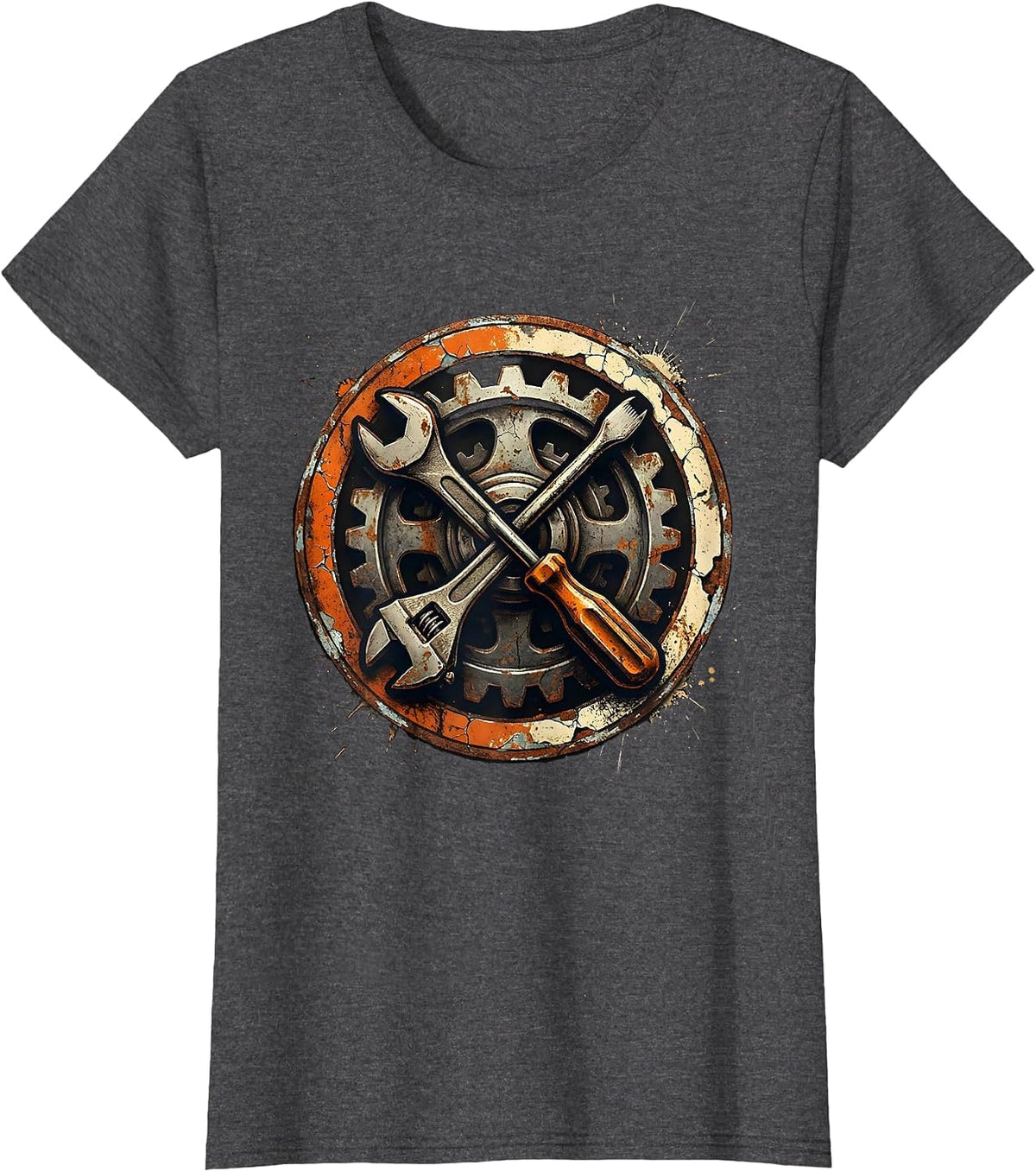 Women's Wrench Screwdriver Gear Mechanic Graphic T-Shirt - Dark Heather Grey