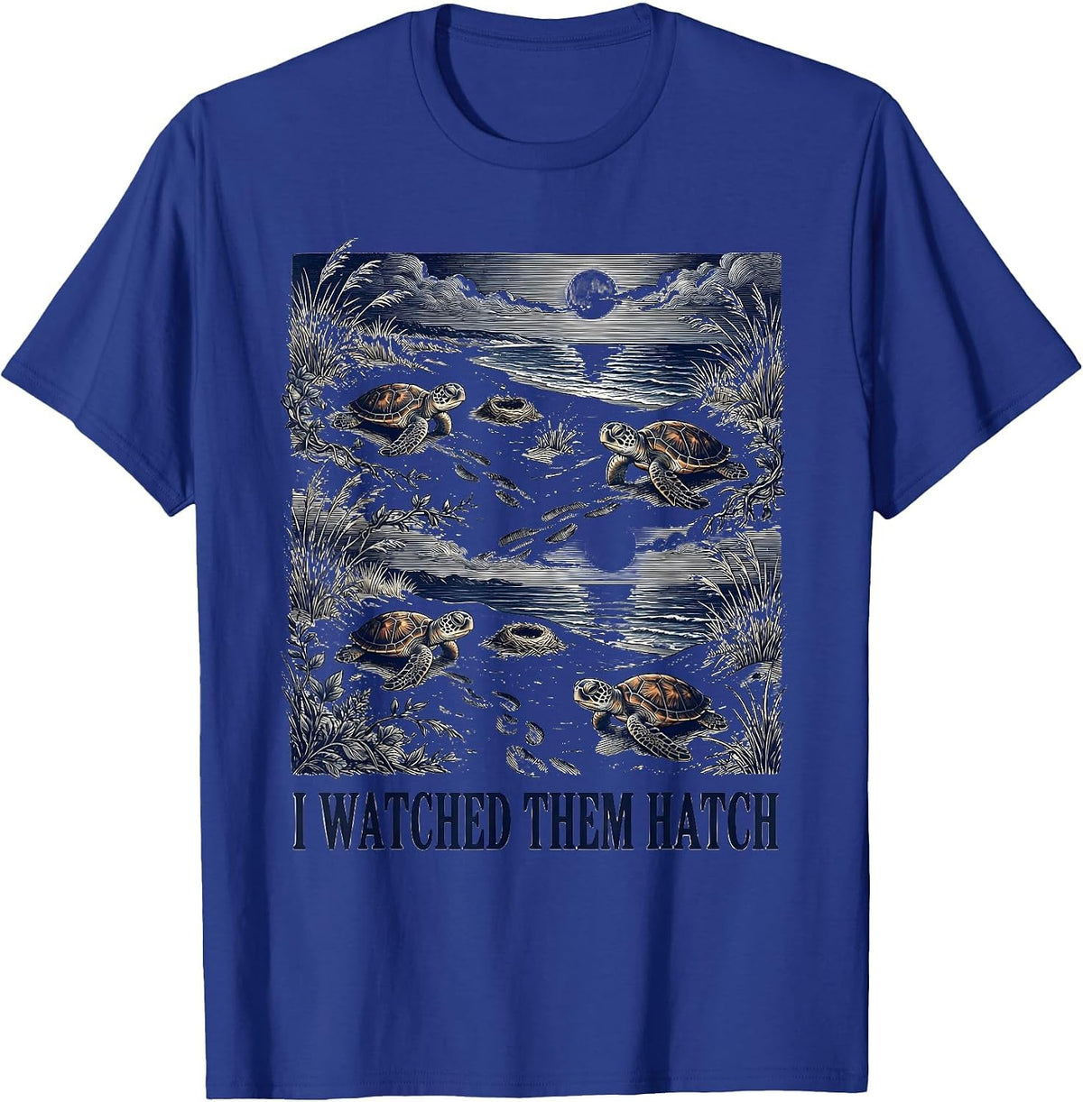 Men's I Watched Them Hatch Funny Sea Turtle Vacation Souvenir T-Shirt - Royal Blue