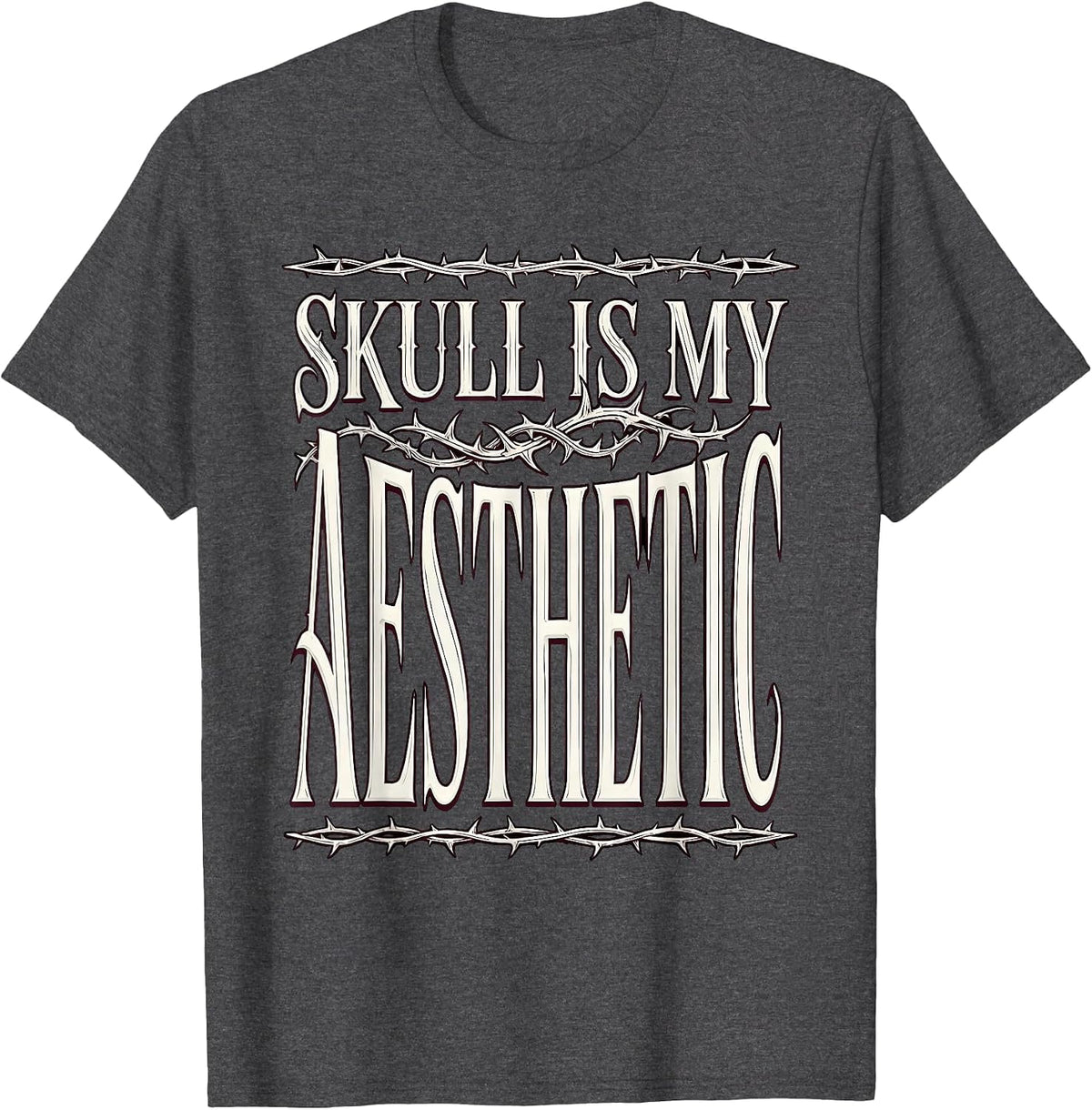 Skull Is My Aesthetic Goth Dark Art Design T-Shirt - Dark Heather Grey