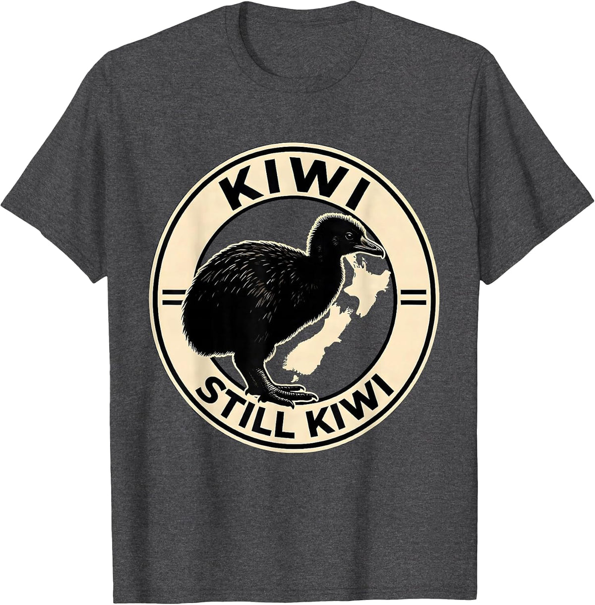 Kiwi Still Kiwi Patriotic New Zealand Map Rugby Haka Pride T-Shirt - Dark Heather Grey