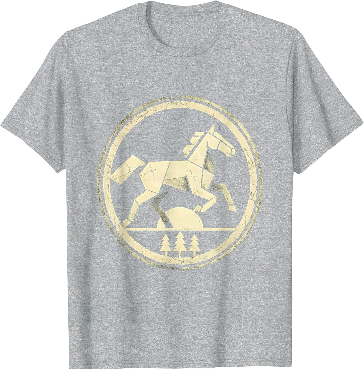 Men's White Horse Galloping Meadow Freedom Graphic T-Shirt - Heather Grey