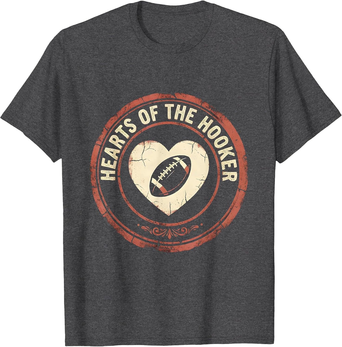 Men's Hearts of the Hooker Rugby Graphic Design T-Shirt - Dark Heather Grey