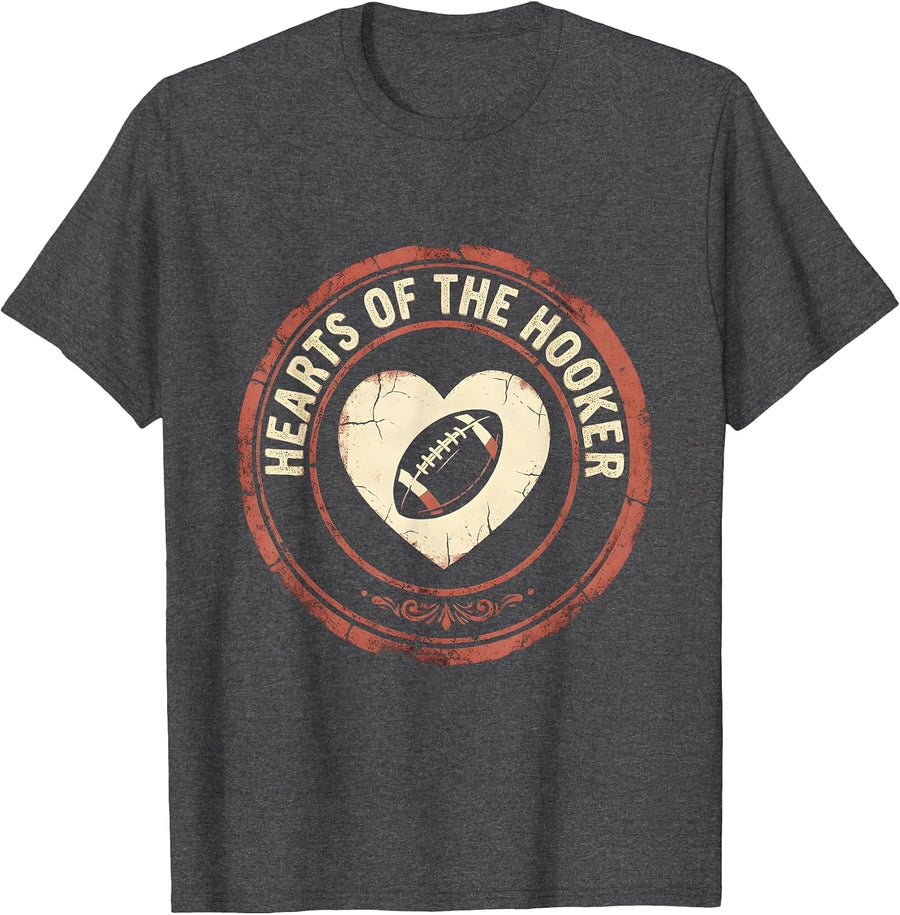 Men's Hearts of the Hooker Rugby Graphic Design T-Shirt - Dark Heather Grey