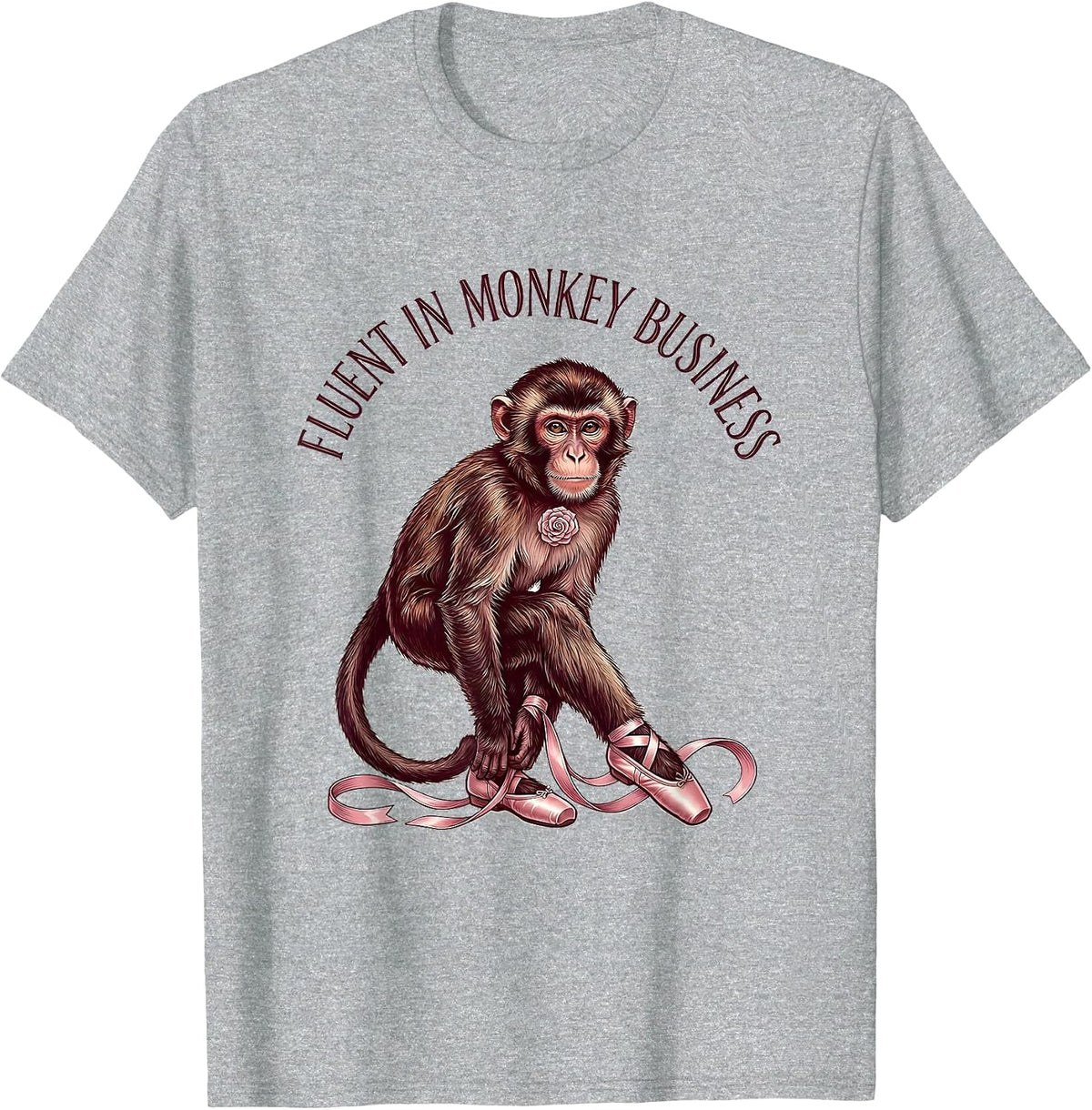 Men's Fluent In Monkey Business Funny Monkey Design T-Shirt - Heather Grey