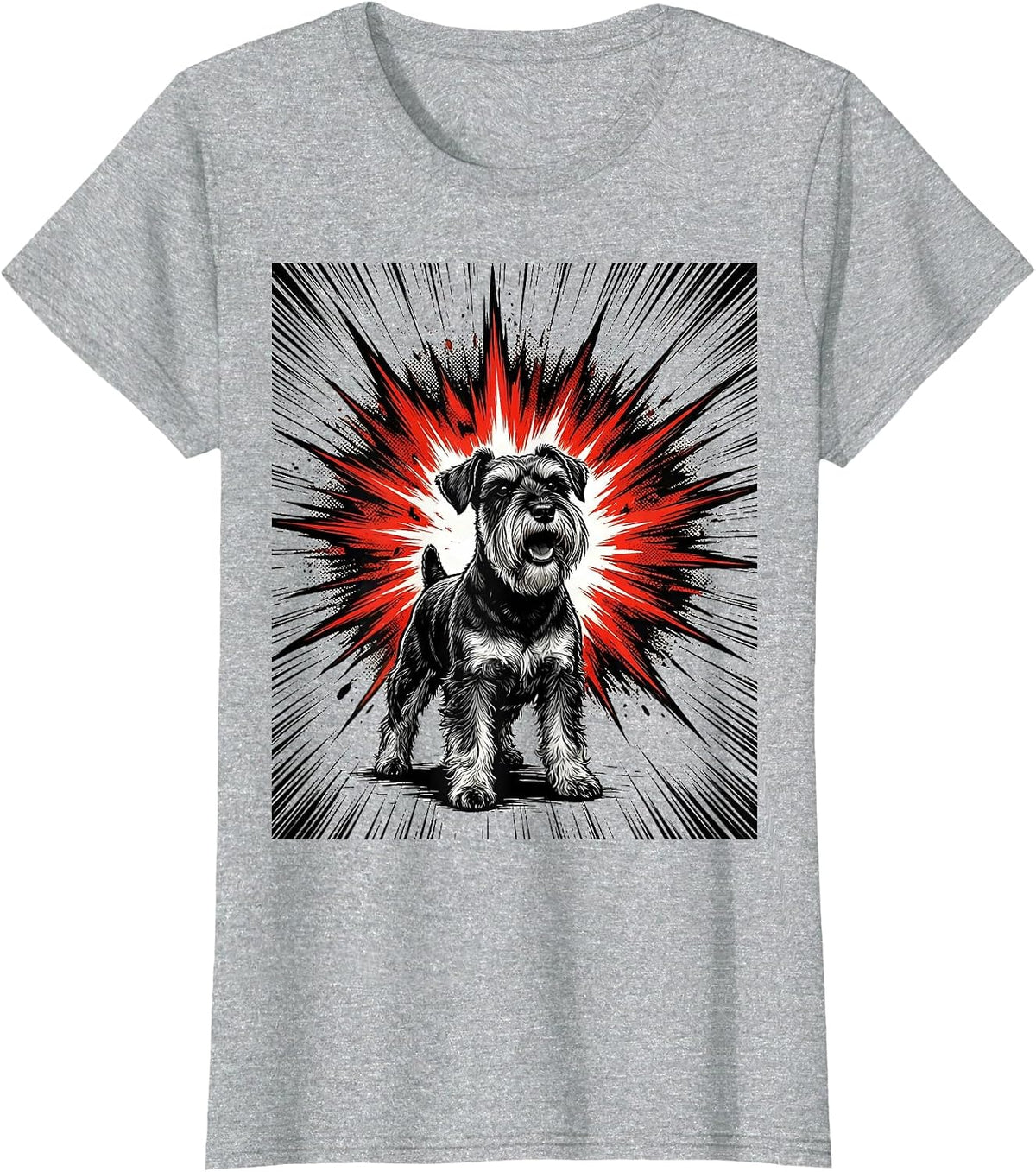 Women's Miniature Schnauzer Comic Book Dog Lover Gift T-Shirt - Heather Grey