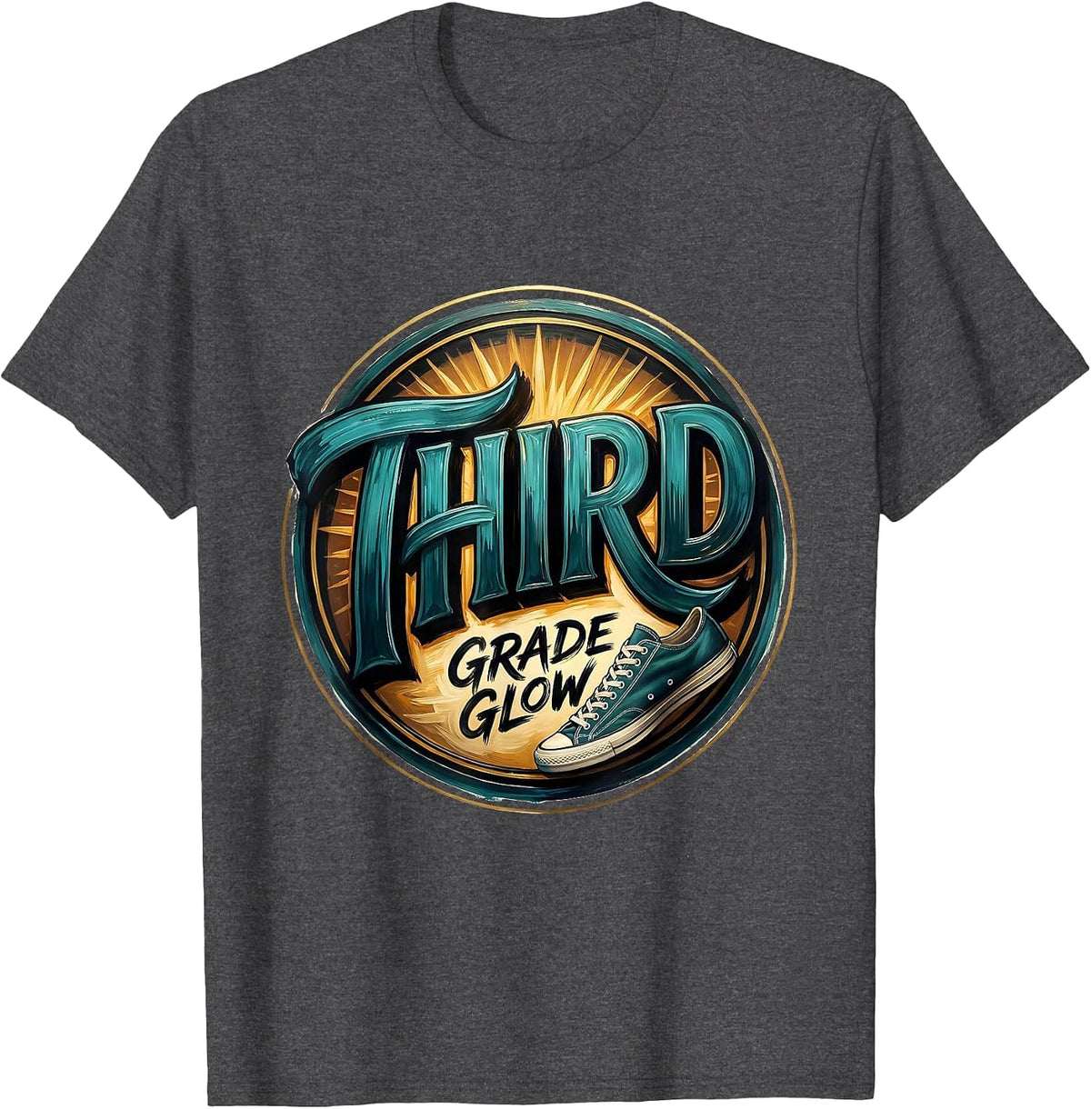 Third Grade Glow Retro Third Grade Vibes Back To School 3rd T-Shirt - Dark Heather Grey