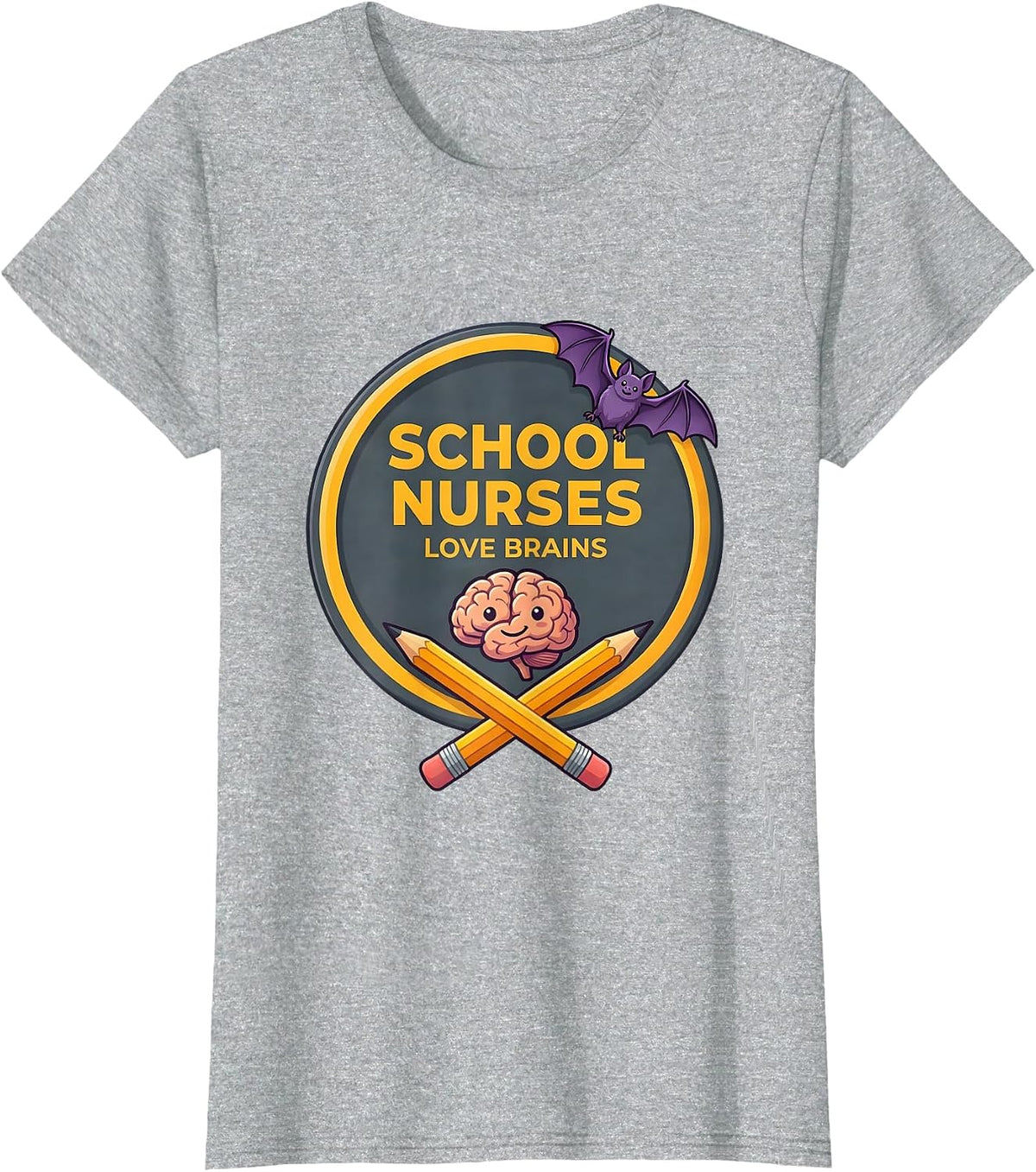 Women's School Nurses Love Brains Funny Teacher Halloween Costume T-Shirt - Heather Grey