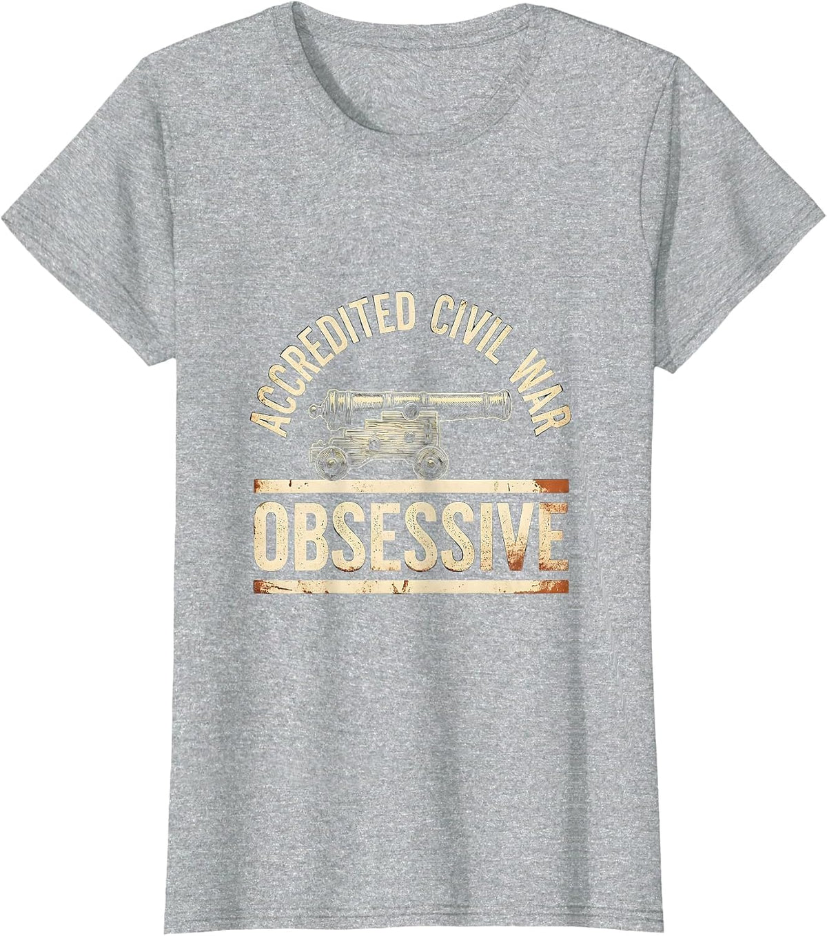 Accredited Civil War Obsessive Vintage Funny History Buff T-Shirt - Heather Grey