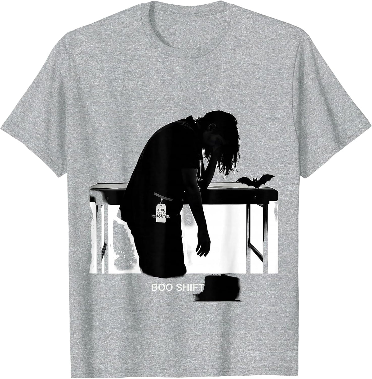 Men's ADR Self-Reported Boo Shift Funny Vet Tech Halloween T-Shirt - Heather Grey