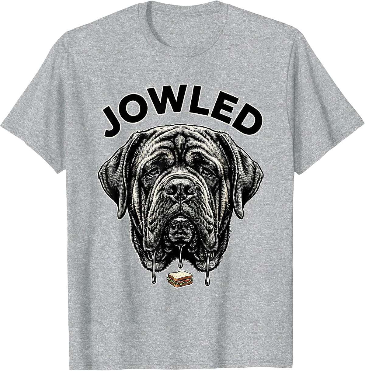 Men's JOWLED Funny Jowls Mastiff Dog Mom Dog Dad Breed Humor T-Shirt - Heather Grey