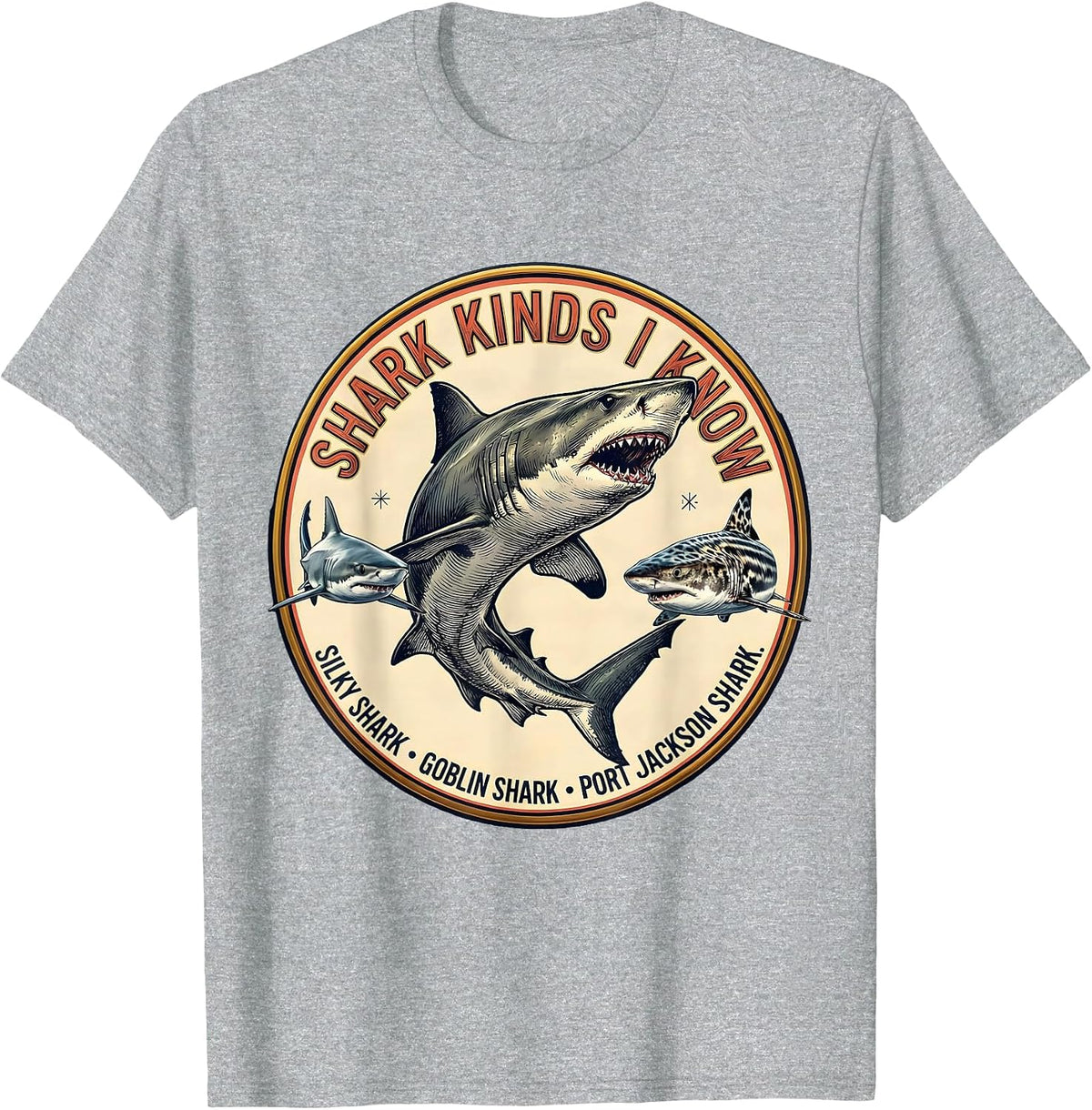 Men's Shark Kinds I Know Playful Ocean Animal Lover T-Shirt - Heather Grey