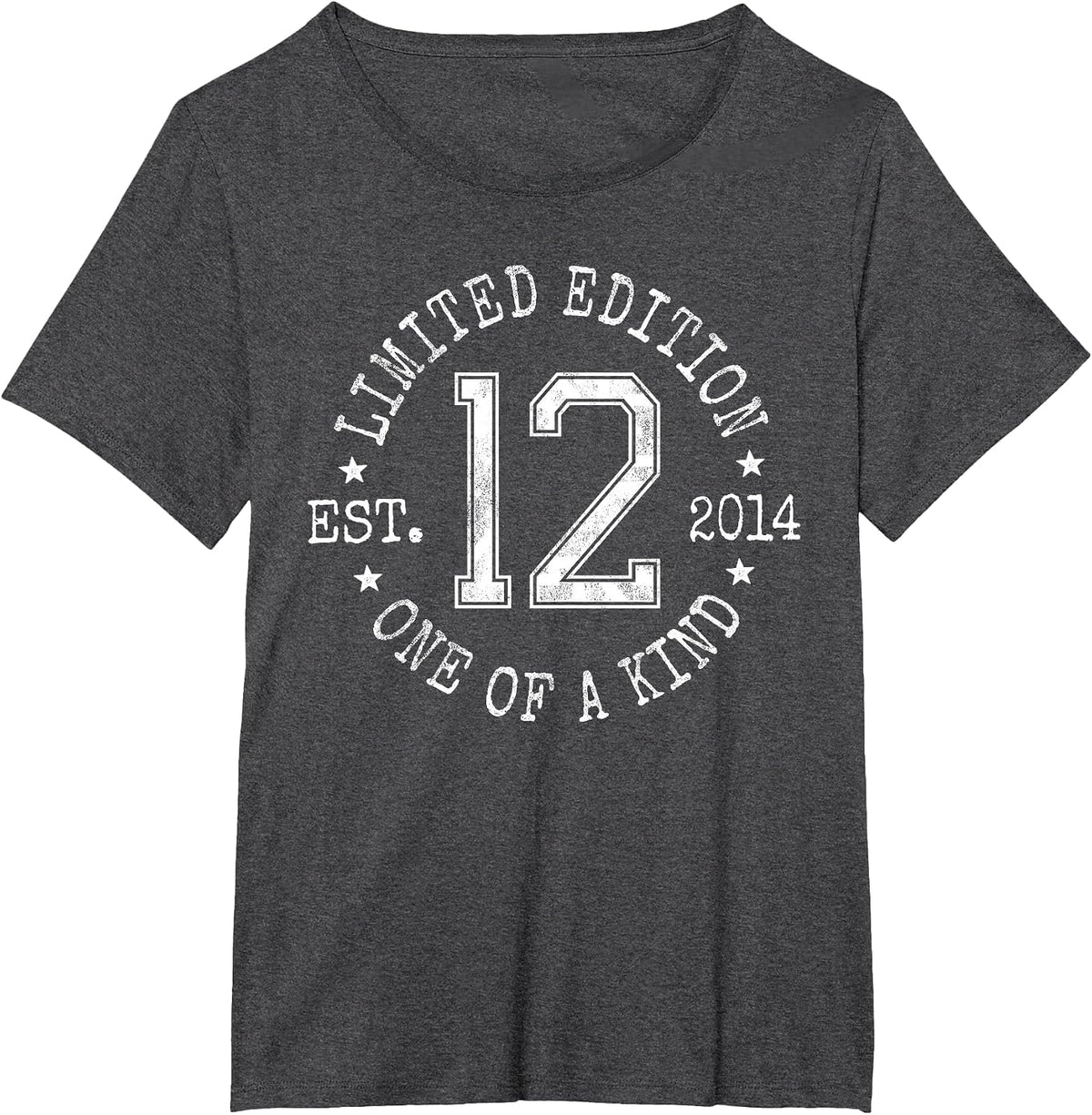 Limited Edition Est 2014 One of a Kind 12th Birthday T-Shirt - Dark Heather Grey