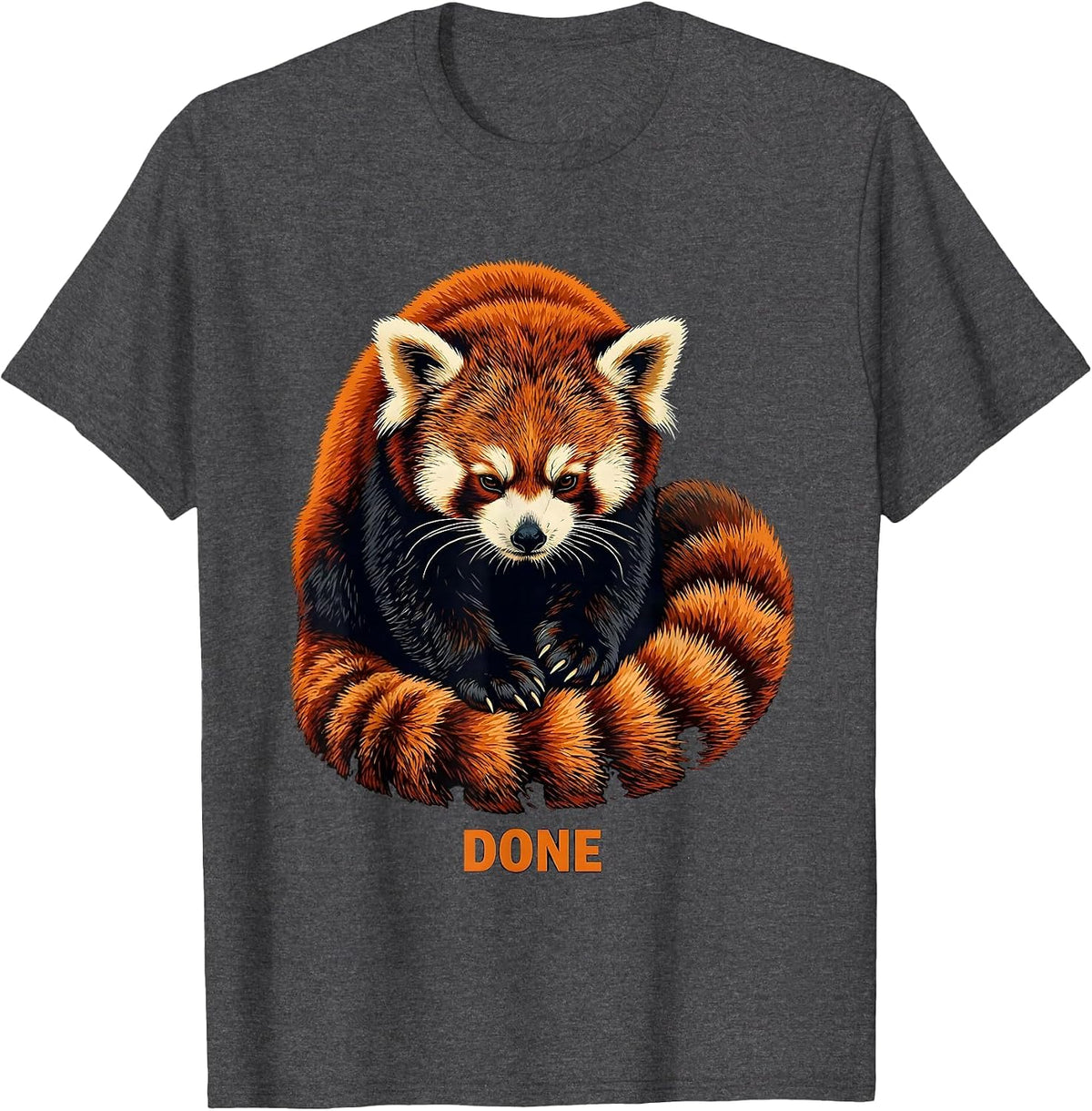 Men's Done Retro Stencil Red Panda Lover Animal Enthusiast Gift T-Shirt - Dark Heather Grey
