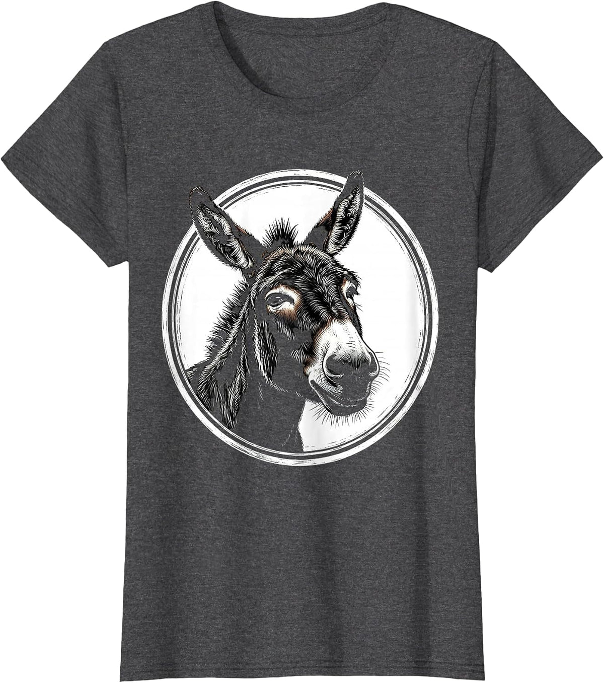Women's Donkey Face Scratchboard Funny Farm Animal Lover T-Shirt - Dark Heather Grey