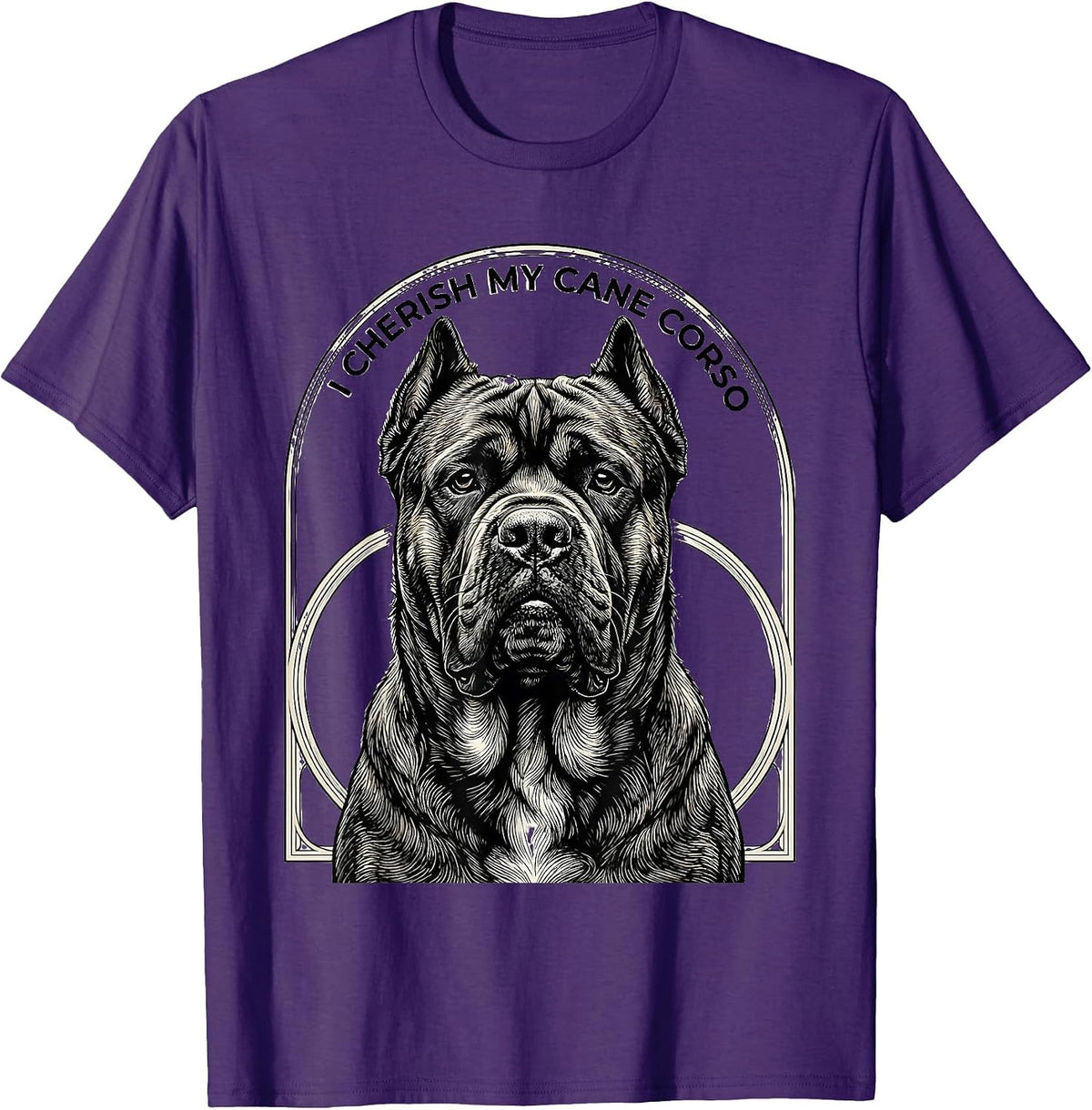 Men's I Cherish My Cane Corso Line Art Italian Mastiff Pet Lover T-Shirt - Purple