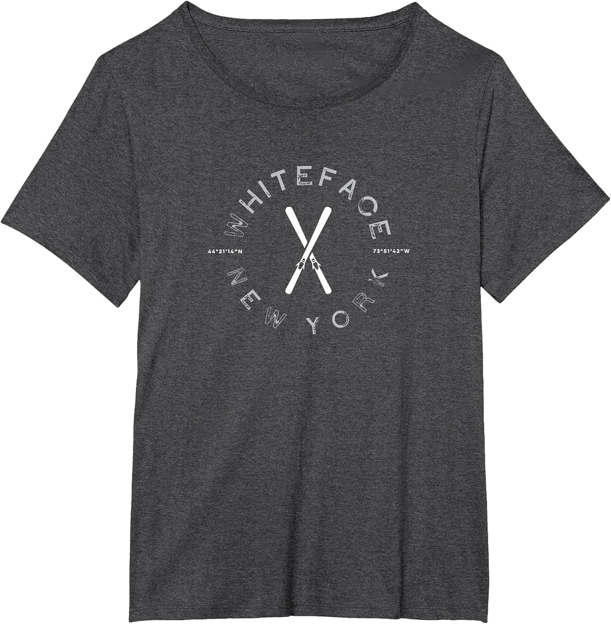 Whiteface Mountain NY Ski Graphic Vintage Retro T-Shirt - Dark Heather Grey