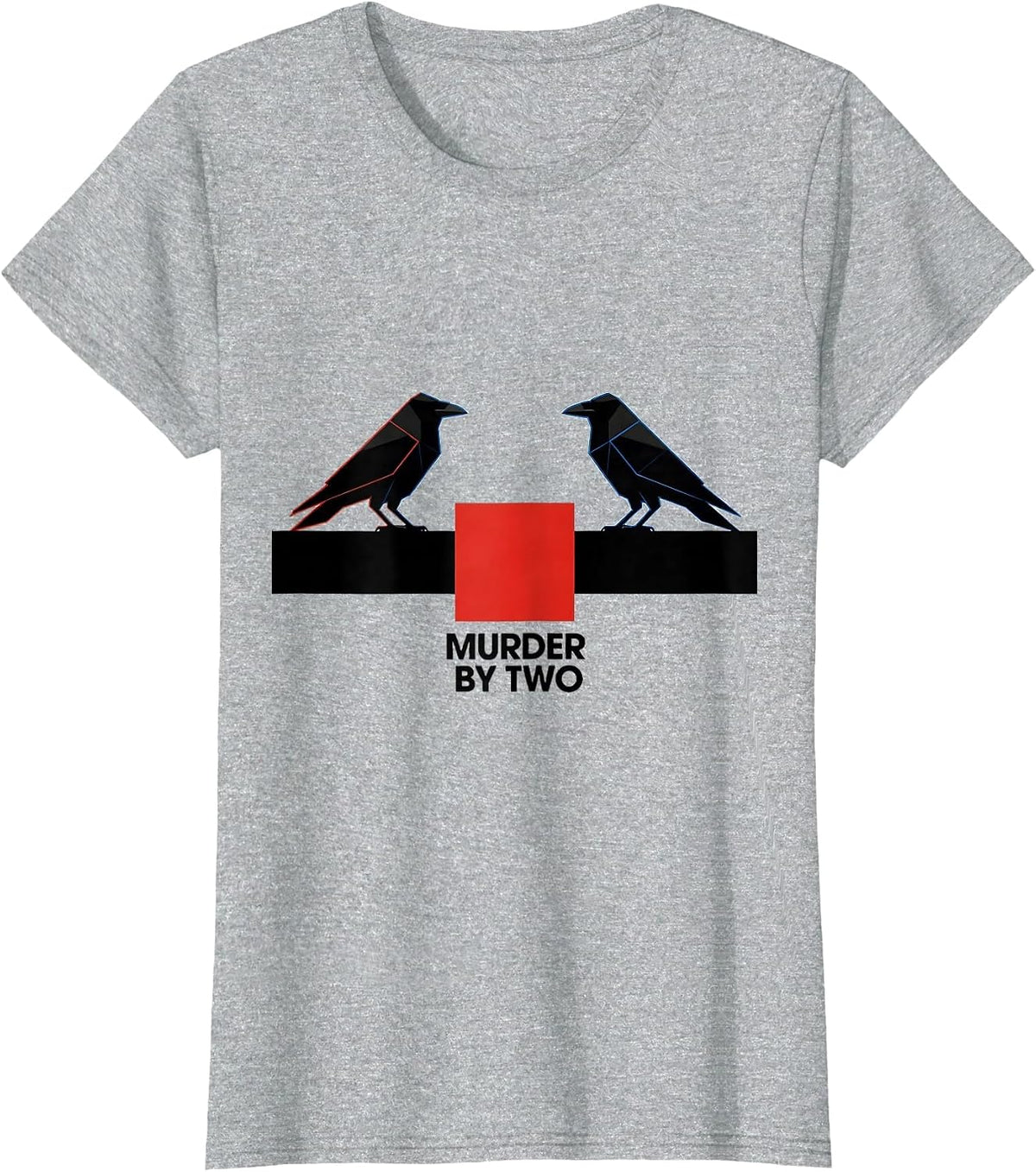 Murder By Two Bauhaus Modernist Crow Humor Literary Pun T-Shirt - Heather Grey