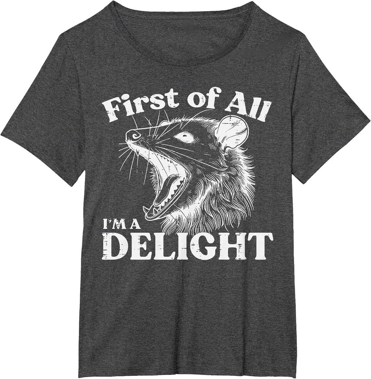 Opossum First Im A Delight Funny Possum Humor Men Women Kids T-Shirt - Dark Heather Grey