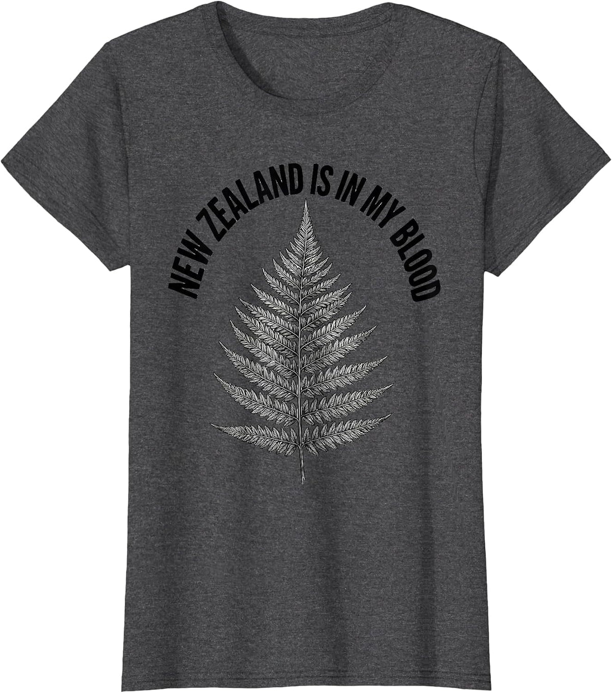 Women's New Zealand Is In My Blood National Pride Rugby Fan Kiwi T-Shirt - Dark Heather Grey