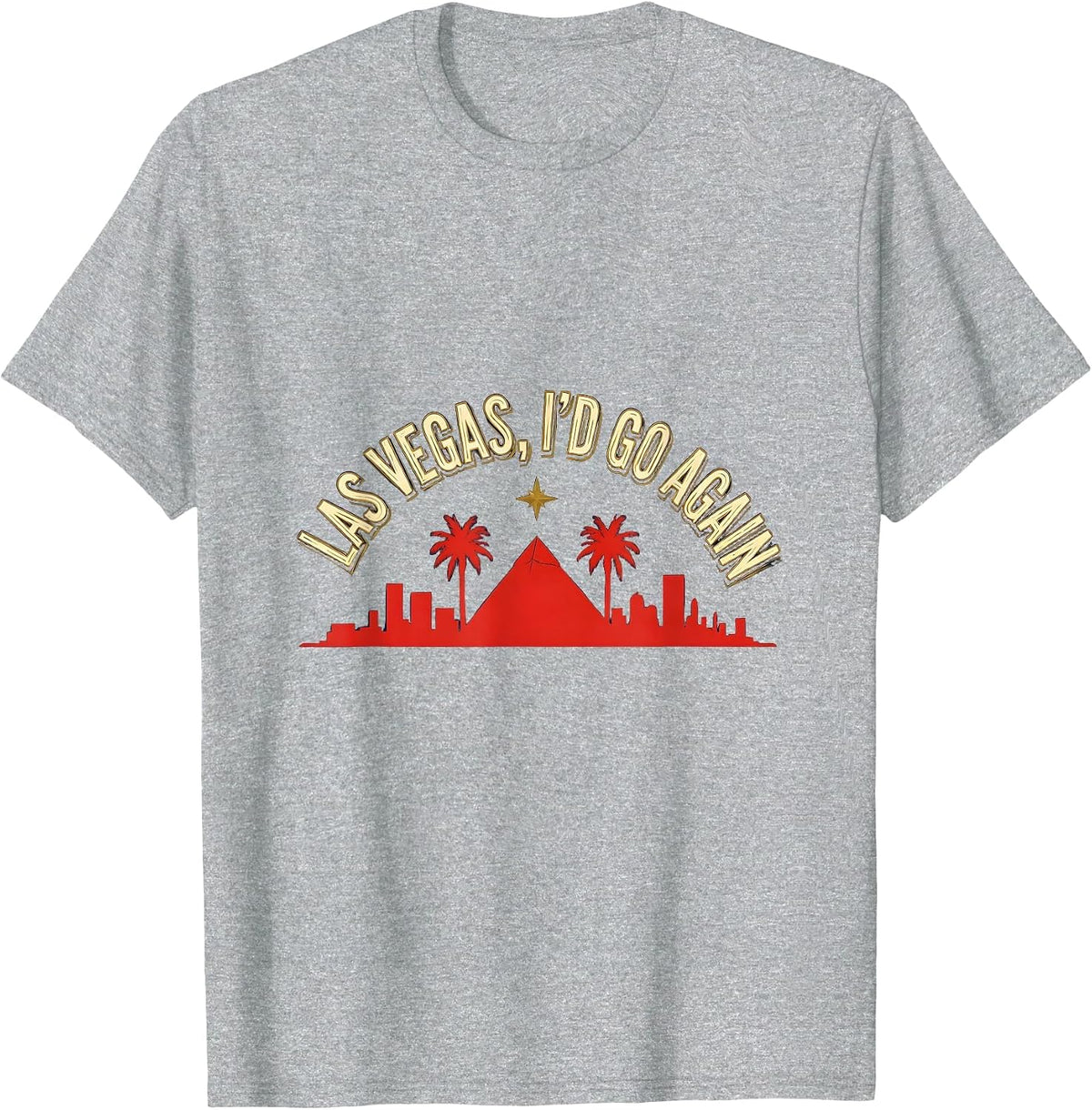 Men's Las Vegas, I’d Go Again Nostalgic Vacation Souvenir Skyline T-Shirt - Heather Grey