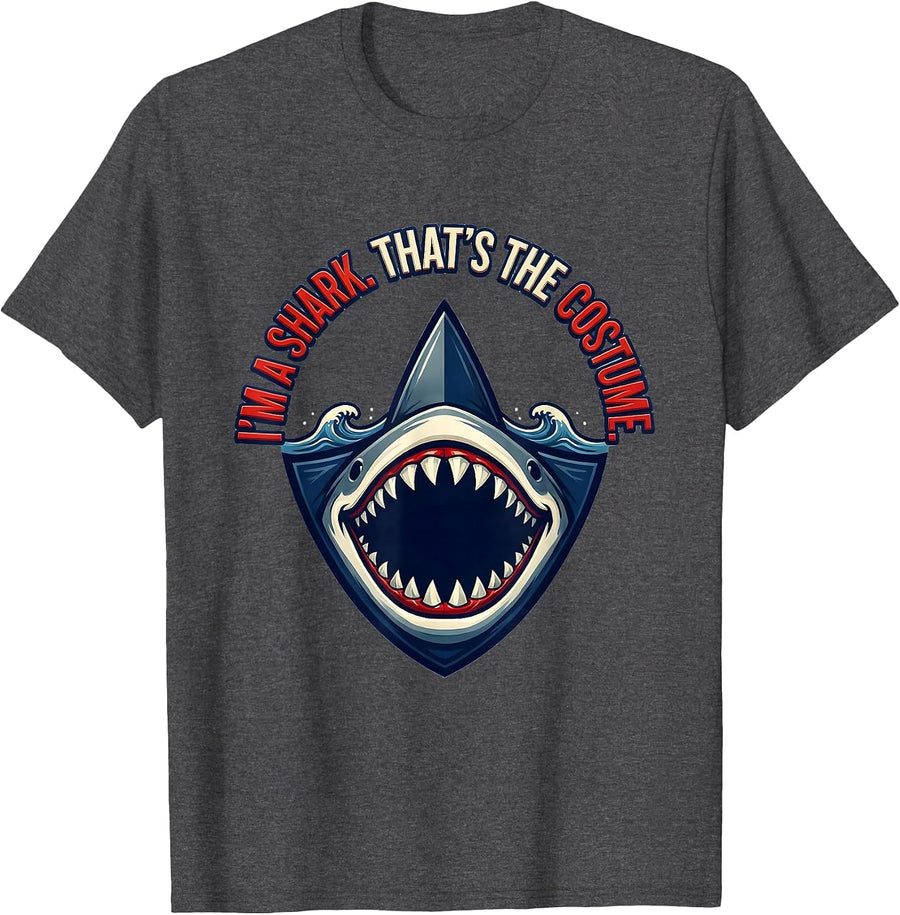 Men's I'm A Shark That's The Costume Funny Shark Lover Halloween T-Shirt - Dark Heather Grey