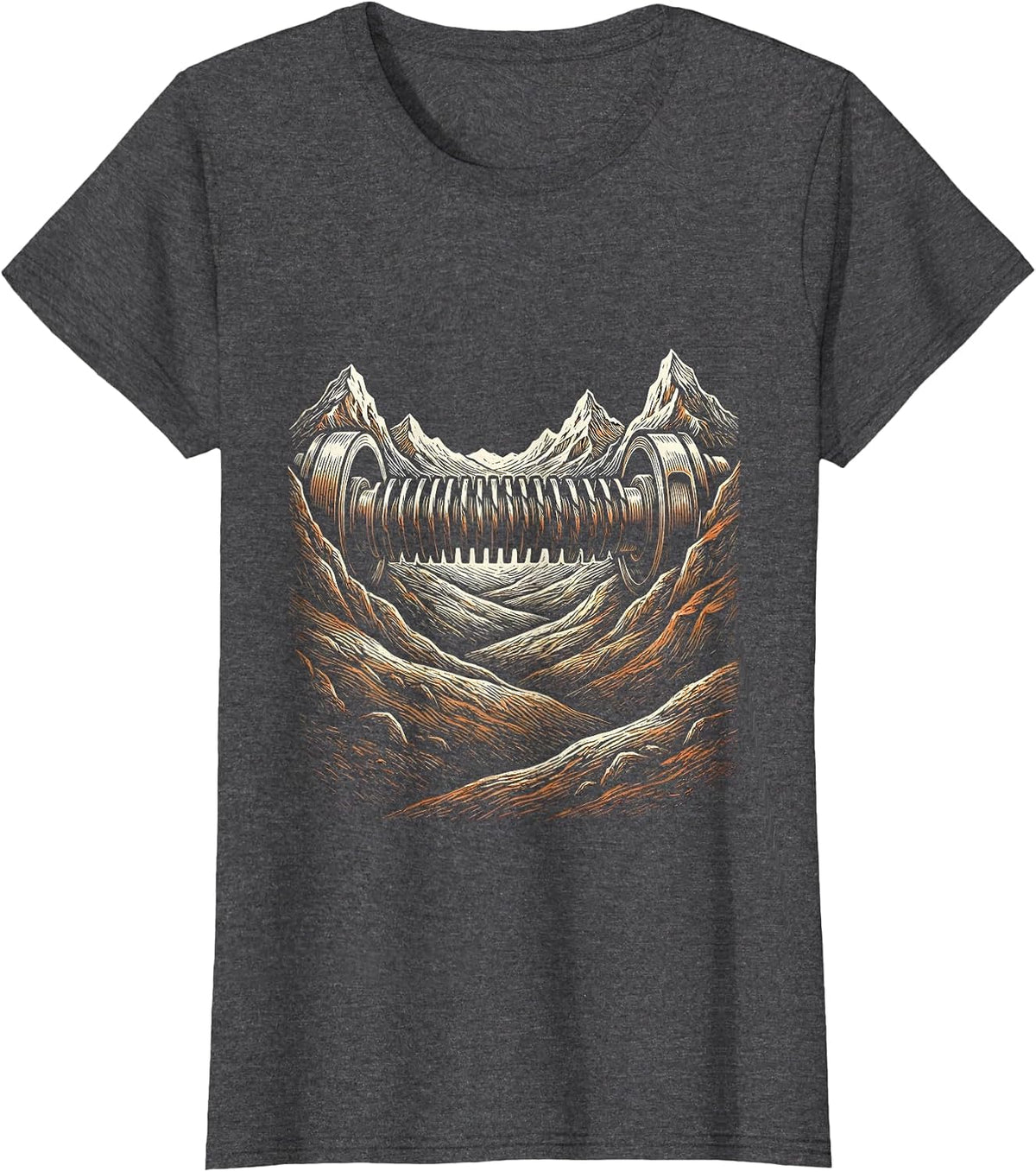 Women's Valley Forge Automotive Camshaft Silhouette Design T-Shirt - Dark Heather Grey